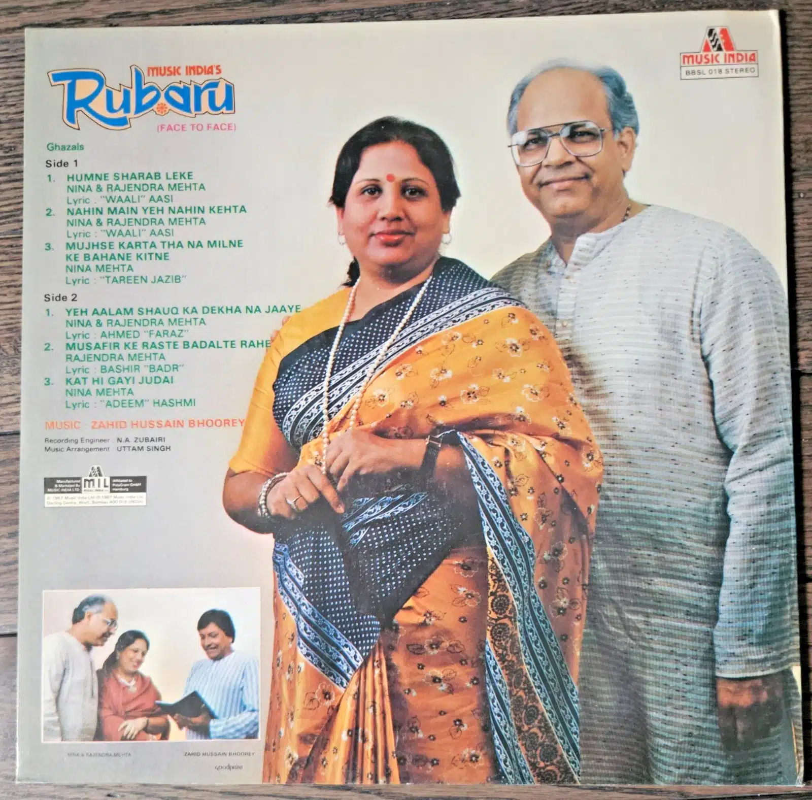 Rubaru - Record LP Vinyl Vintage - Nina & Rajendra Mehta - Ghazals - Image 2