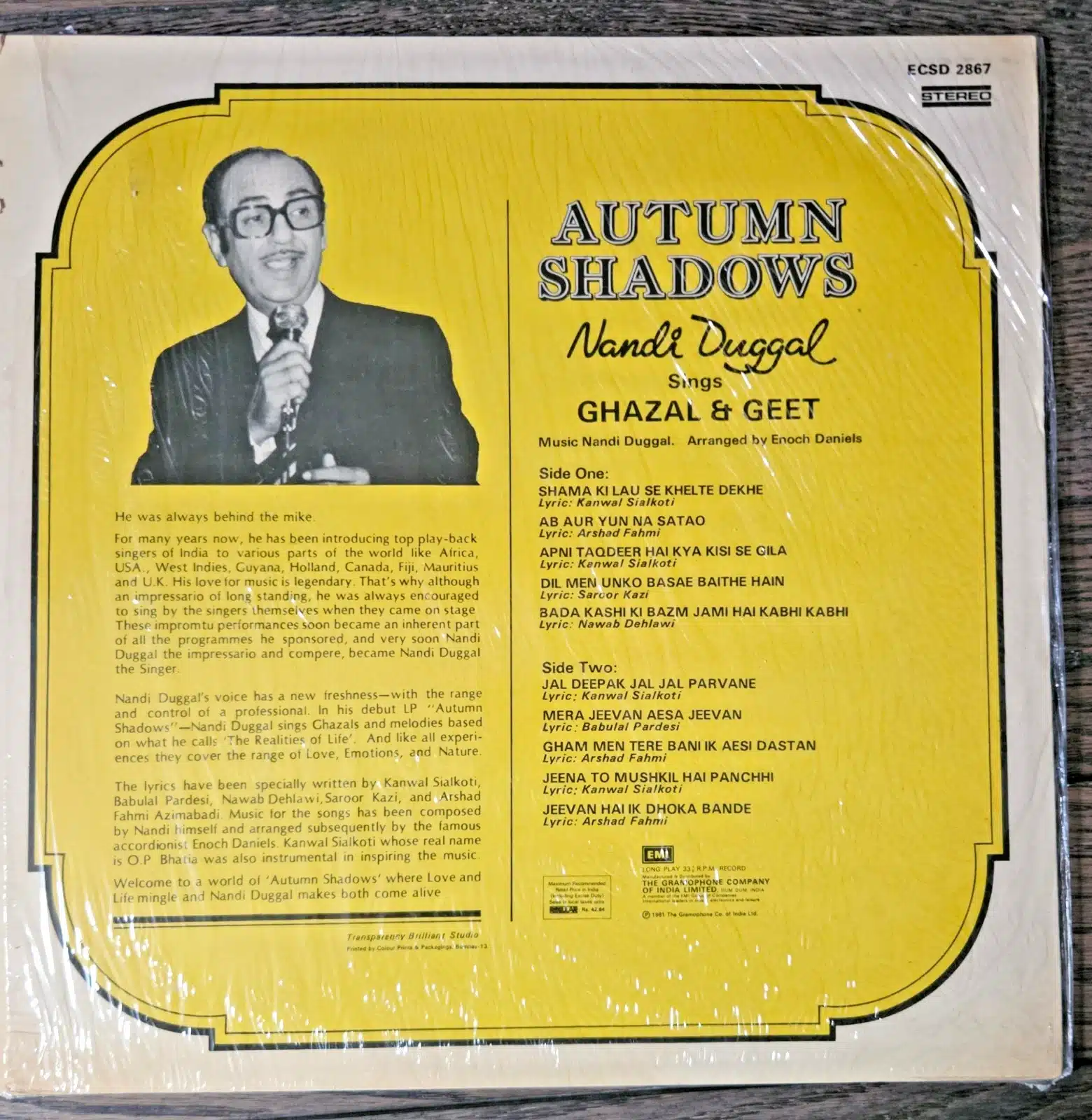 Autumn Shadows - Ghazal& Geet - Record LP Vinyl Vintage - Nandi Duggal - Image 2