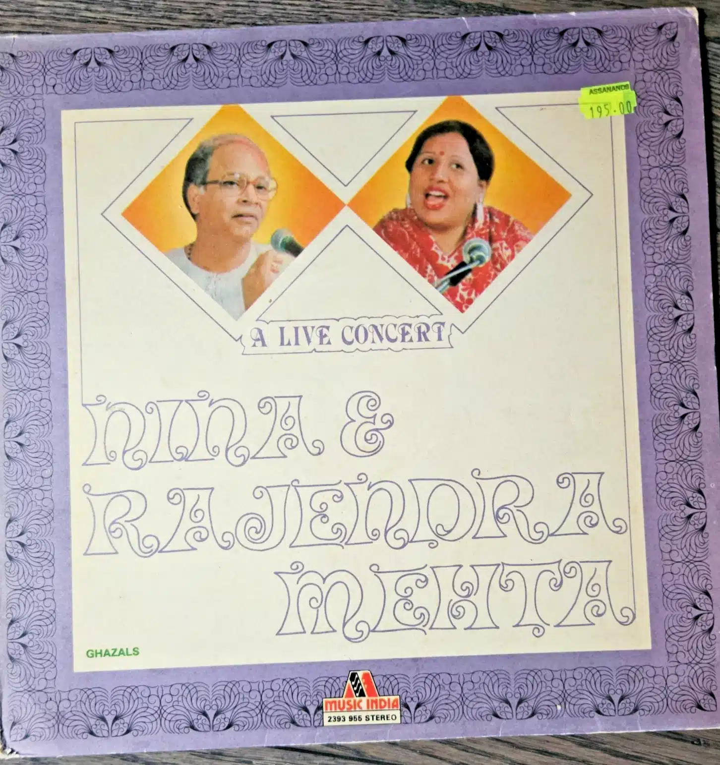 A Live Concert - Record LP Vinyl Vintage - Nina & Rajendra Mehta - Ghazals