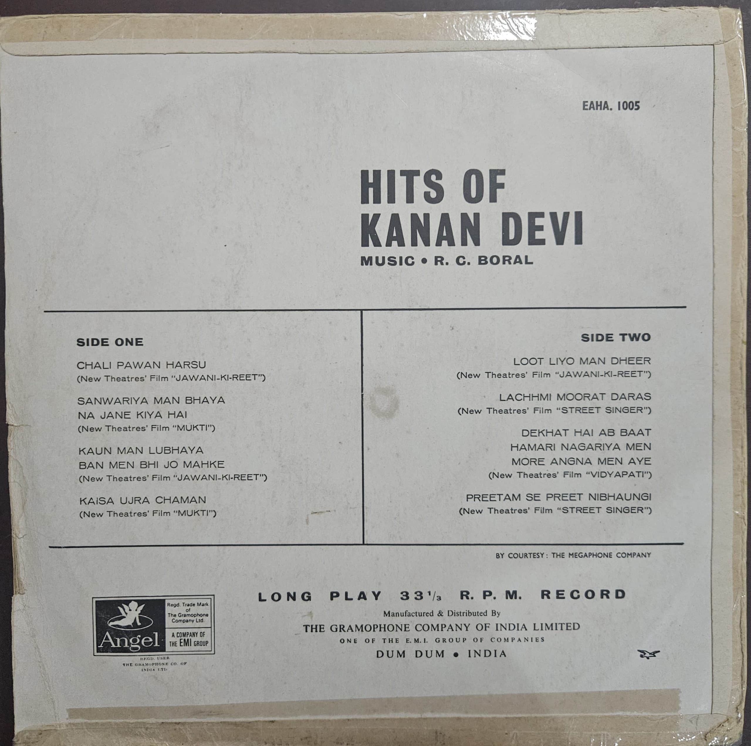 Hits of Kanan Devi - Record LP Vinyl Vintage - Bollywood - Image 2