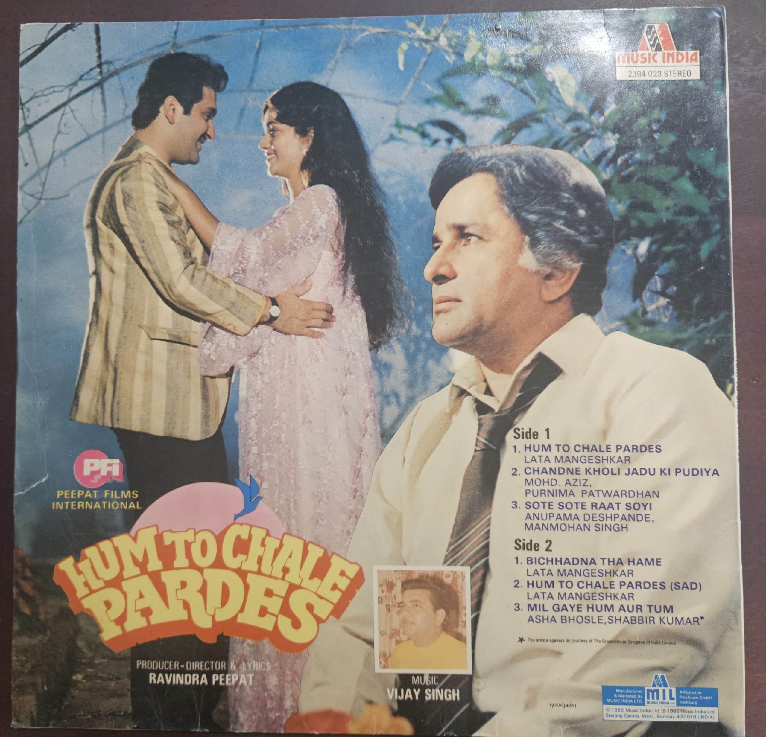 Hum to Chale Pardes – Record LP Vinyl Vintage -Bollywood - Image 2
