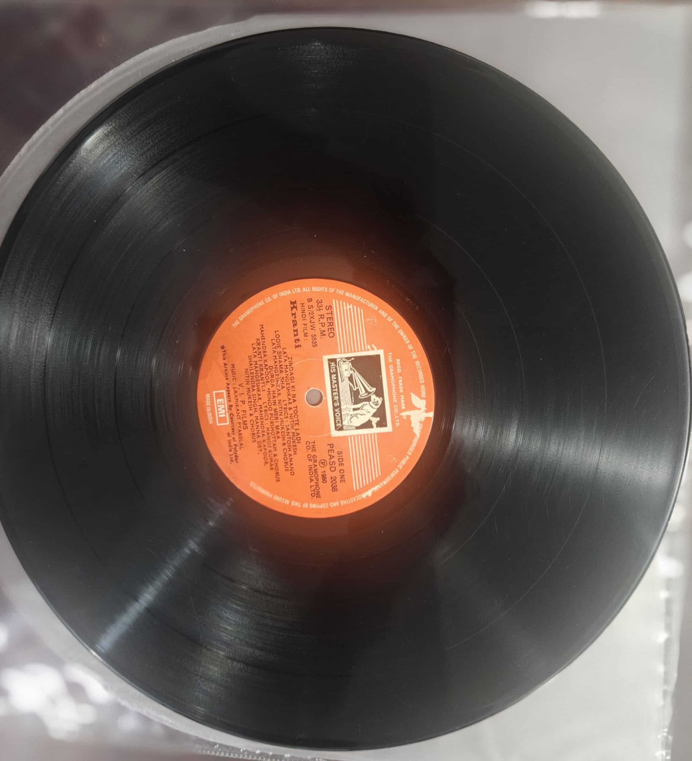 Kranti – Record LP Vinyl Vintage -Bollywood