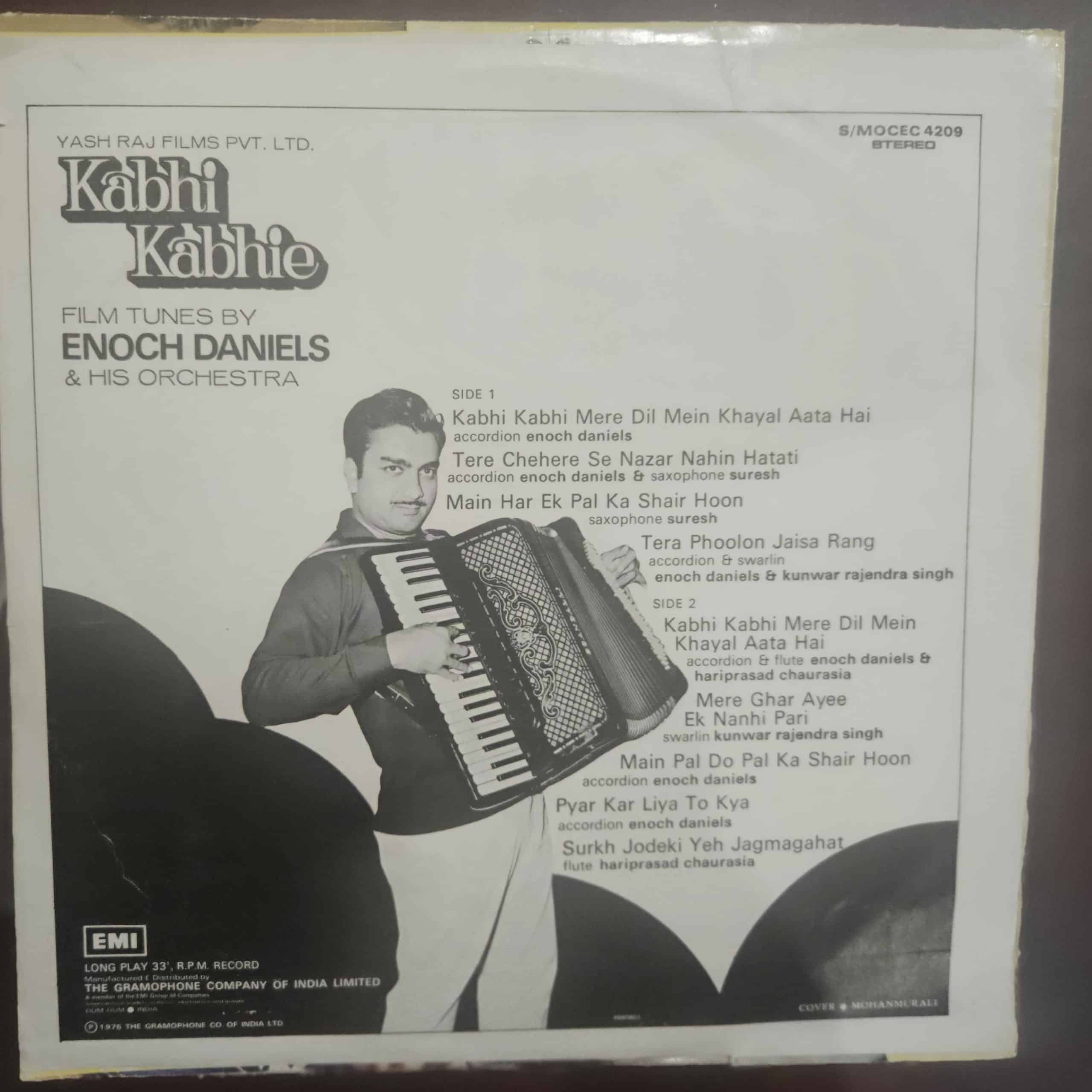 Kabhie Kabhie - Enoch Daniels and his Orchestra – Record LP Vinyl Vintage -Bollywood - Image 2