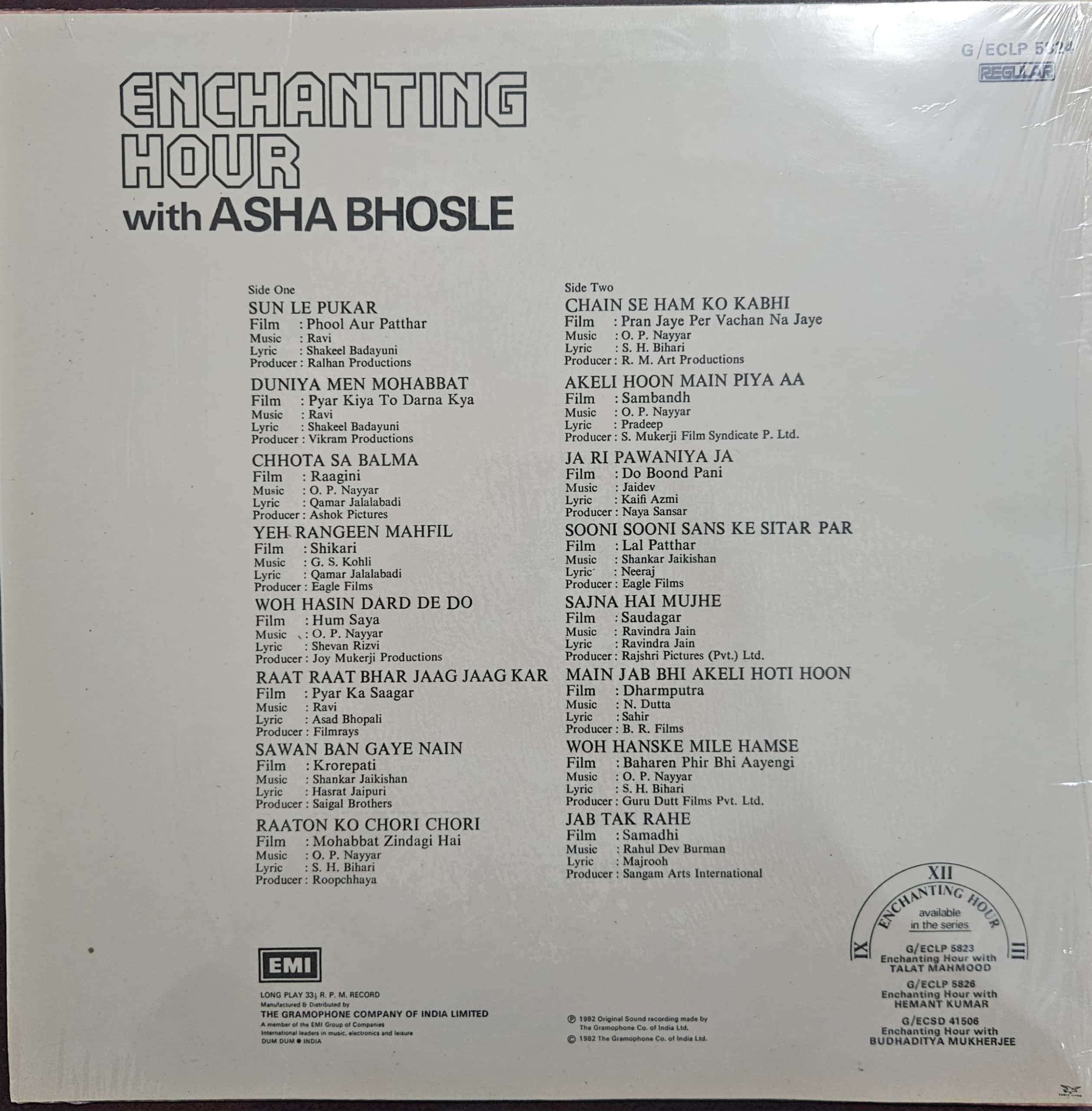 Enchanting Hour with Asha Bhosle – Record LP Vinyl Vintage -Bollywood - Image 2