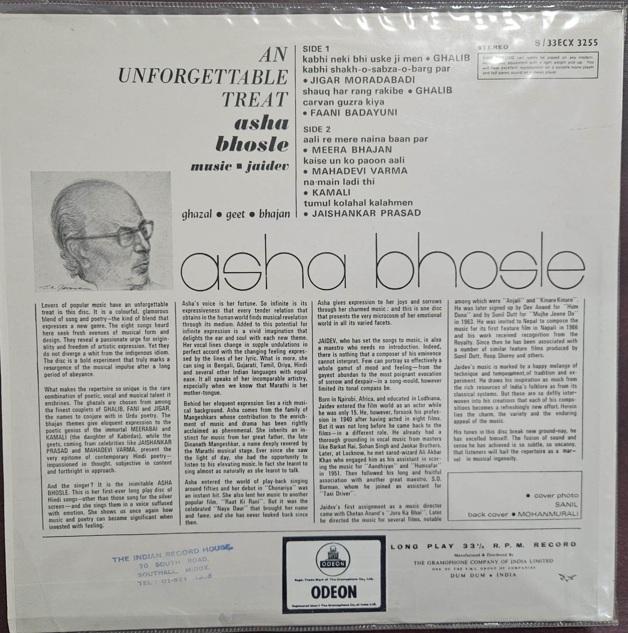 An unforgettable treat - Asha Bhosle – Record LP Vinyl Vintage -Bollywood - Image 2