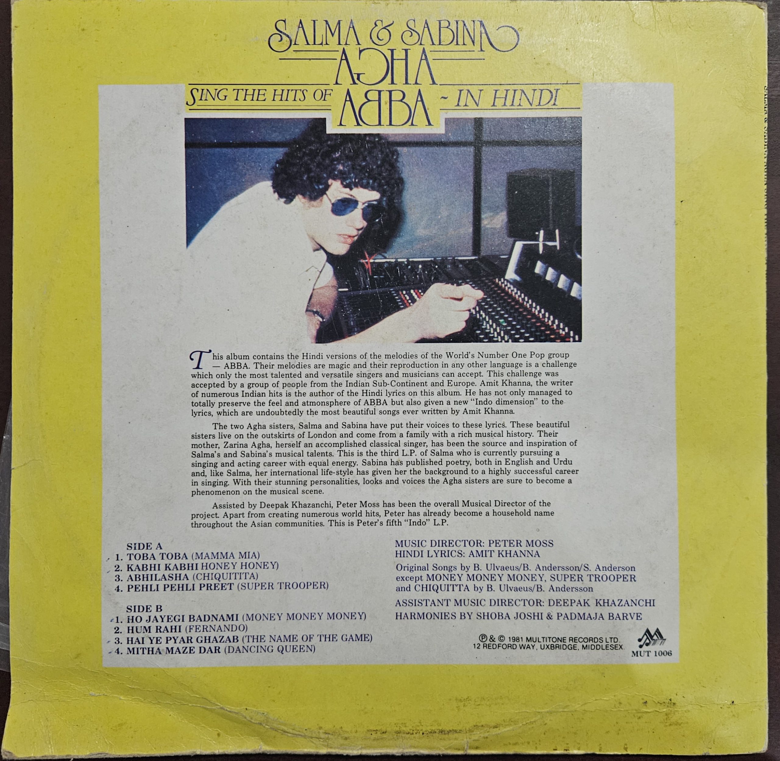 Salma & Sabina Sing The Hits Of Abba In Hindi – Record LP Vinyl Vintage -Bollywood - Image 2