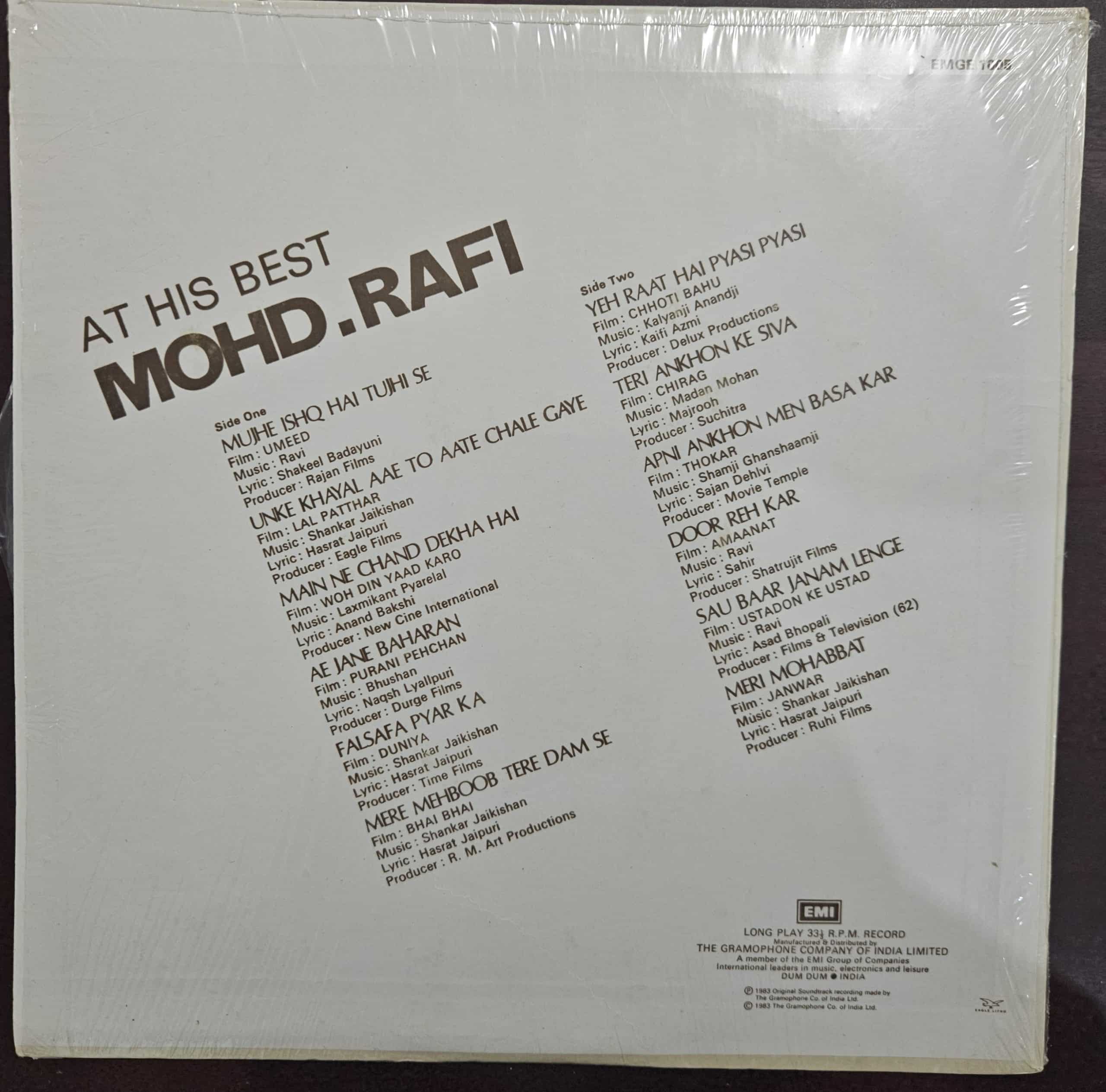 At His Best - Mohd Rafi – Record LP Vinyl Vintage -Bollywood - Image 2