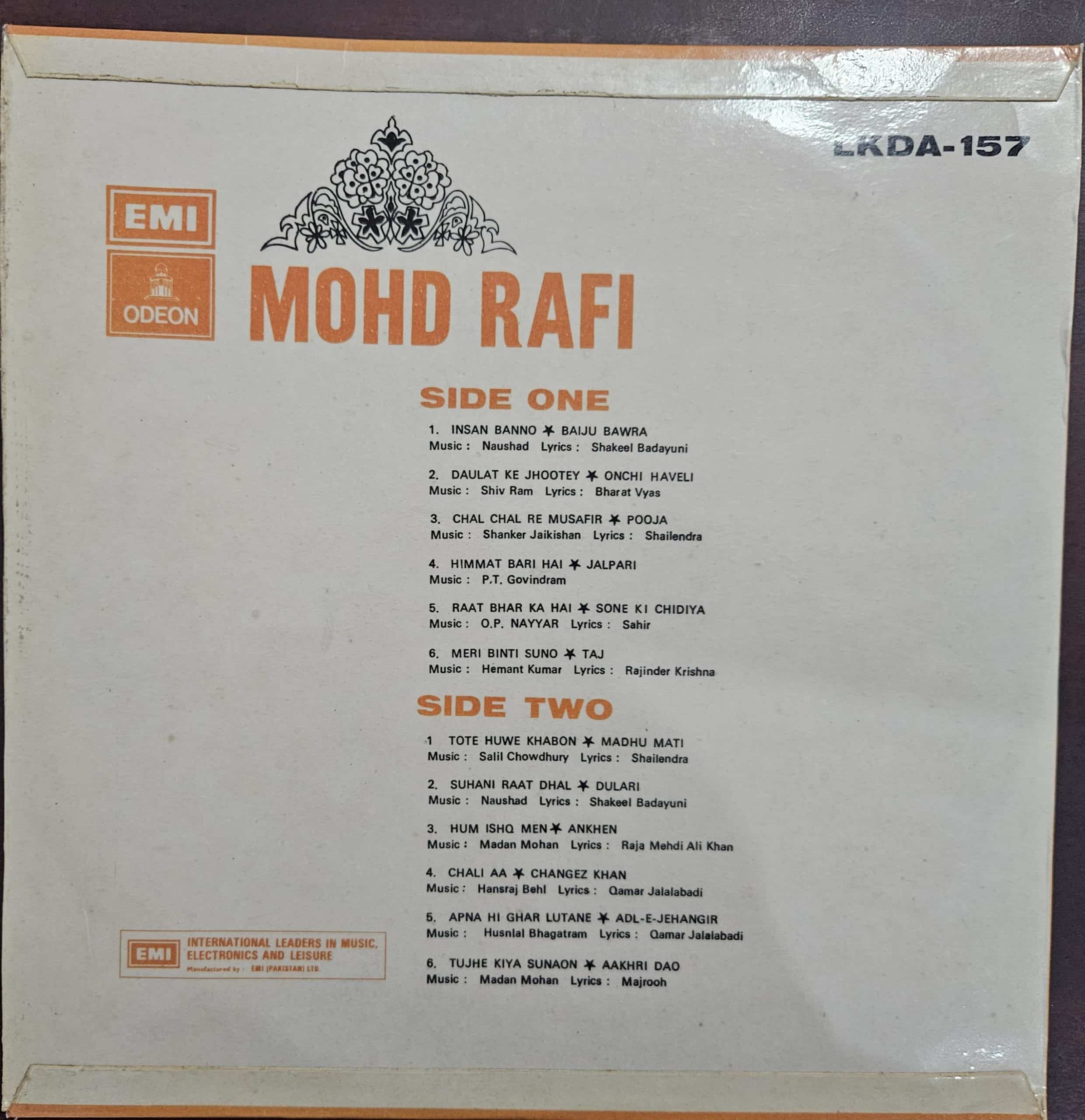 Mohd Rafi – Record LP Vinyl Vintage -Bollywood - Image 2