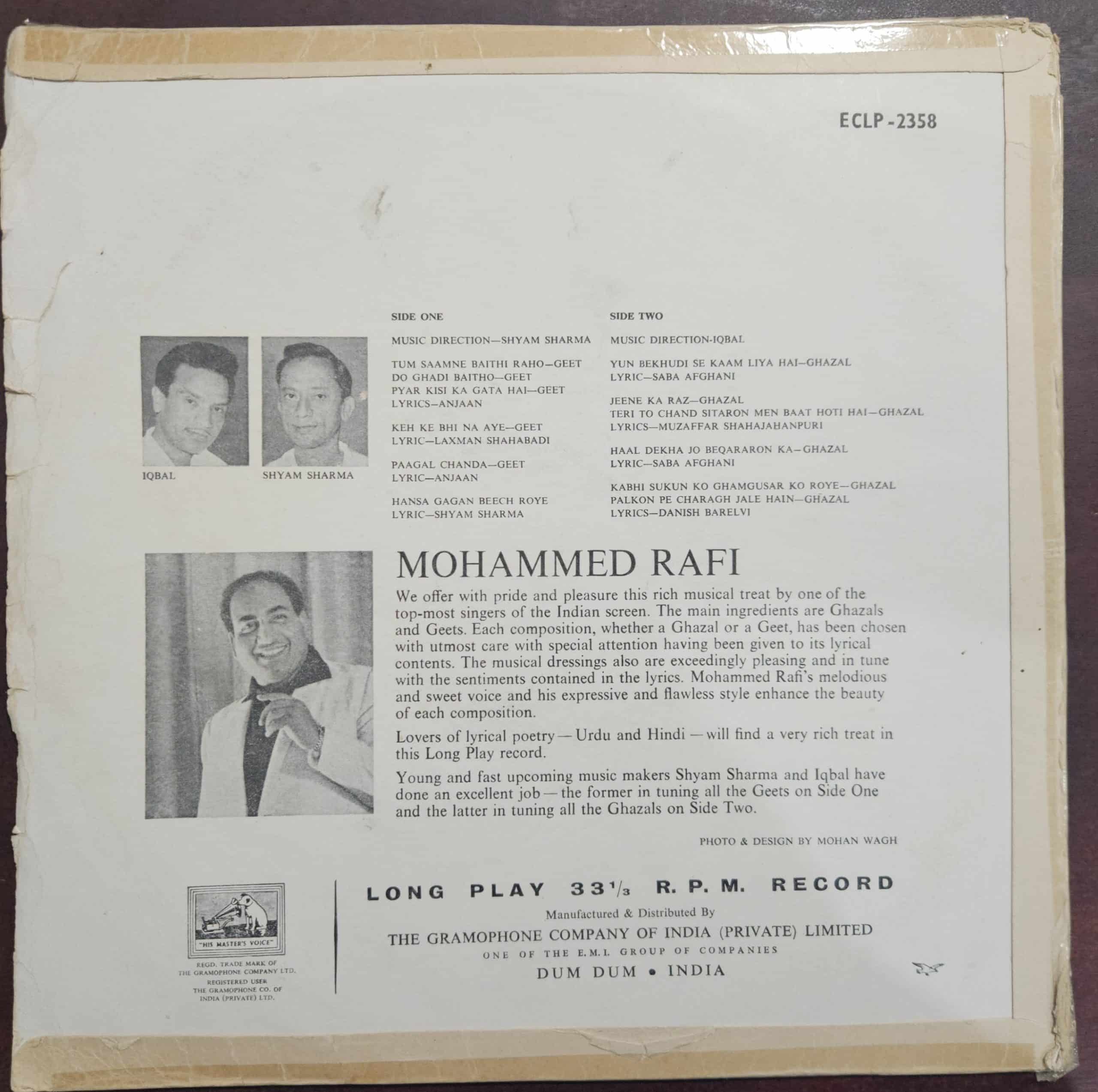 Mohammed Rafi – A Drive Through Twelve New Enchanting Tunes – Record LP Vinyl Vintage -Bollywood - Image 2