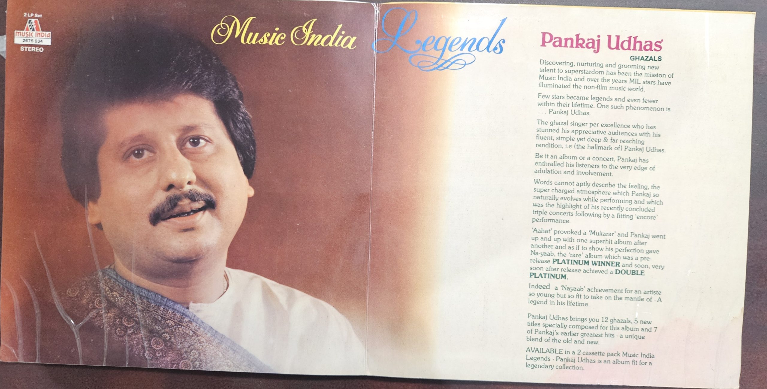 Music India Legends - Pankaj Udhas – Record LP Vinyl Vintage - Image 2
