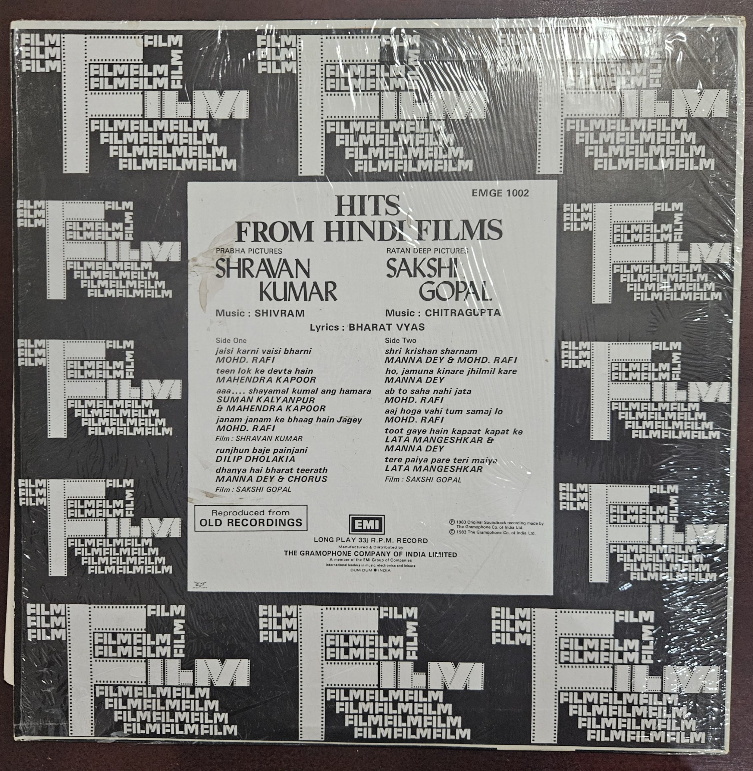 Hits from Hindi Films - Shravan Kumar & Sakshi Gopal – Record LP Vinyl Vintage – Bollywood - Image 2