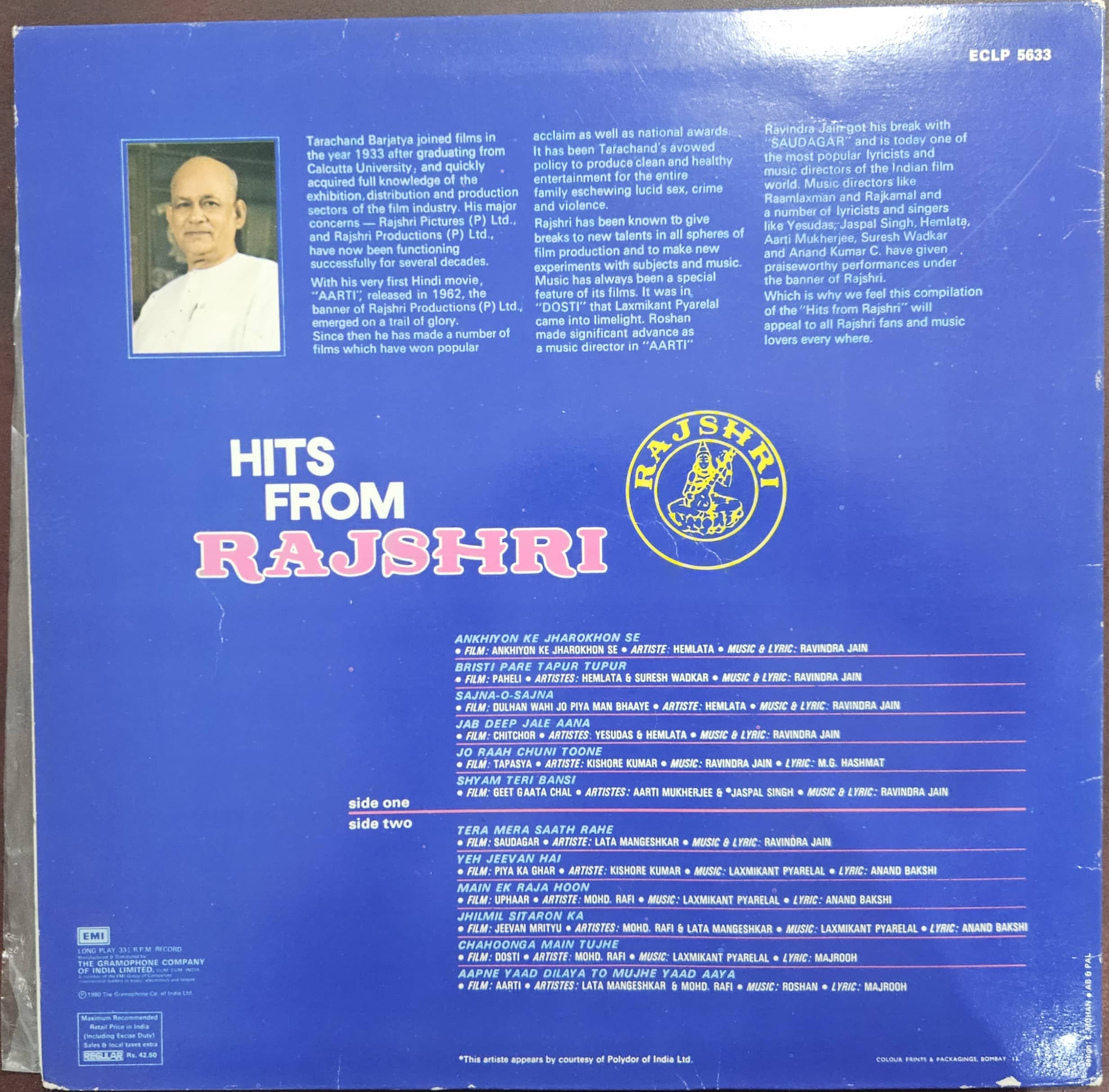 Hits From Rajshri – Record LP Vinyl Vintage – Bollywood - Image 3