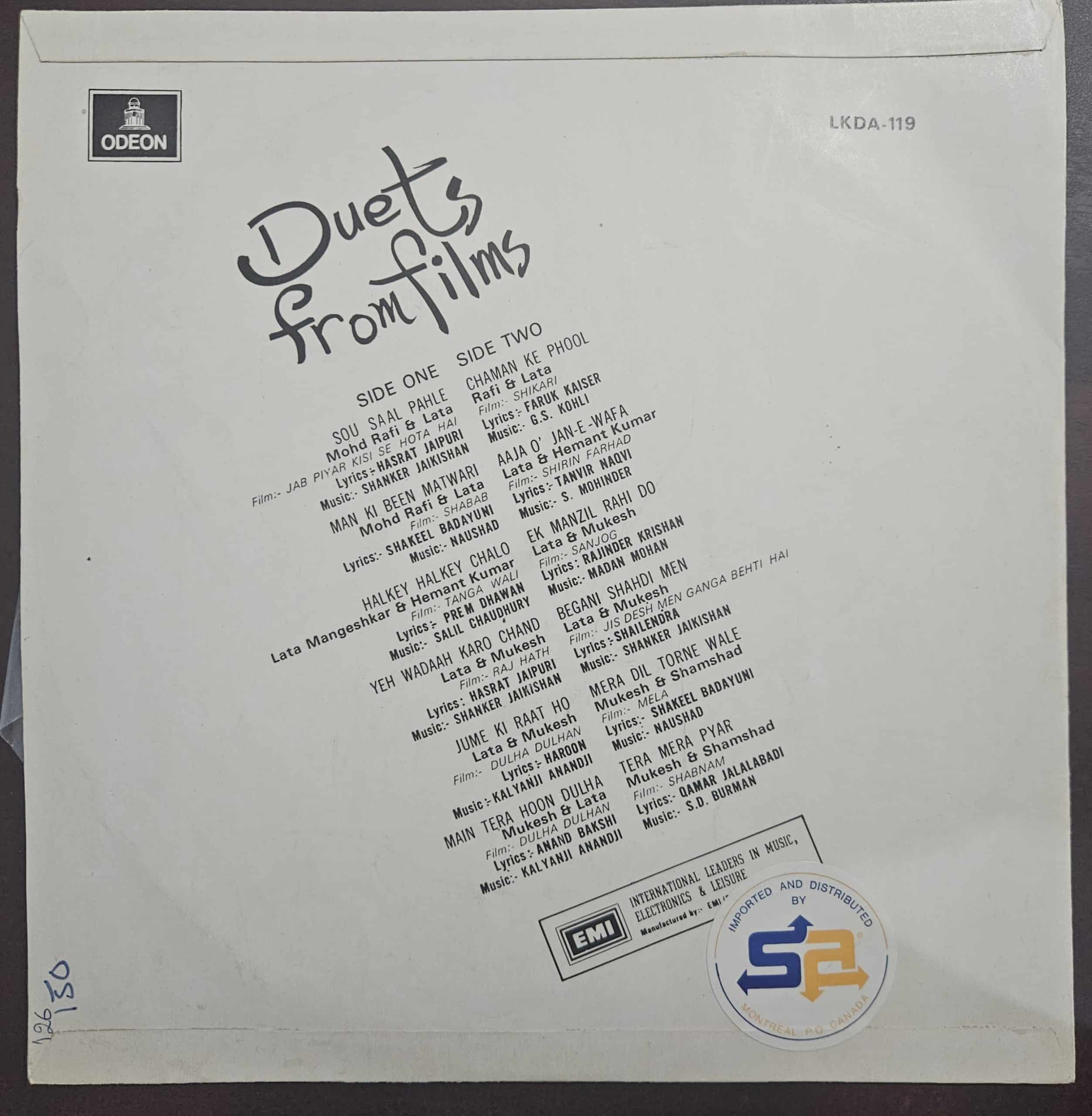 Duets from Films – Record LP Vinyl Vintage – Bollywood - Image 2