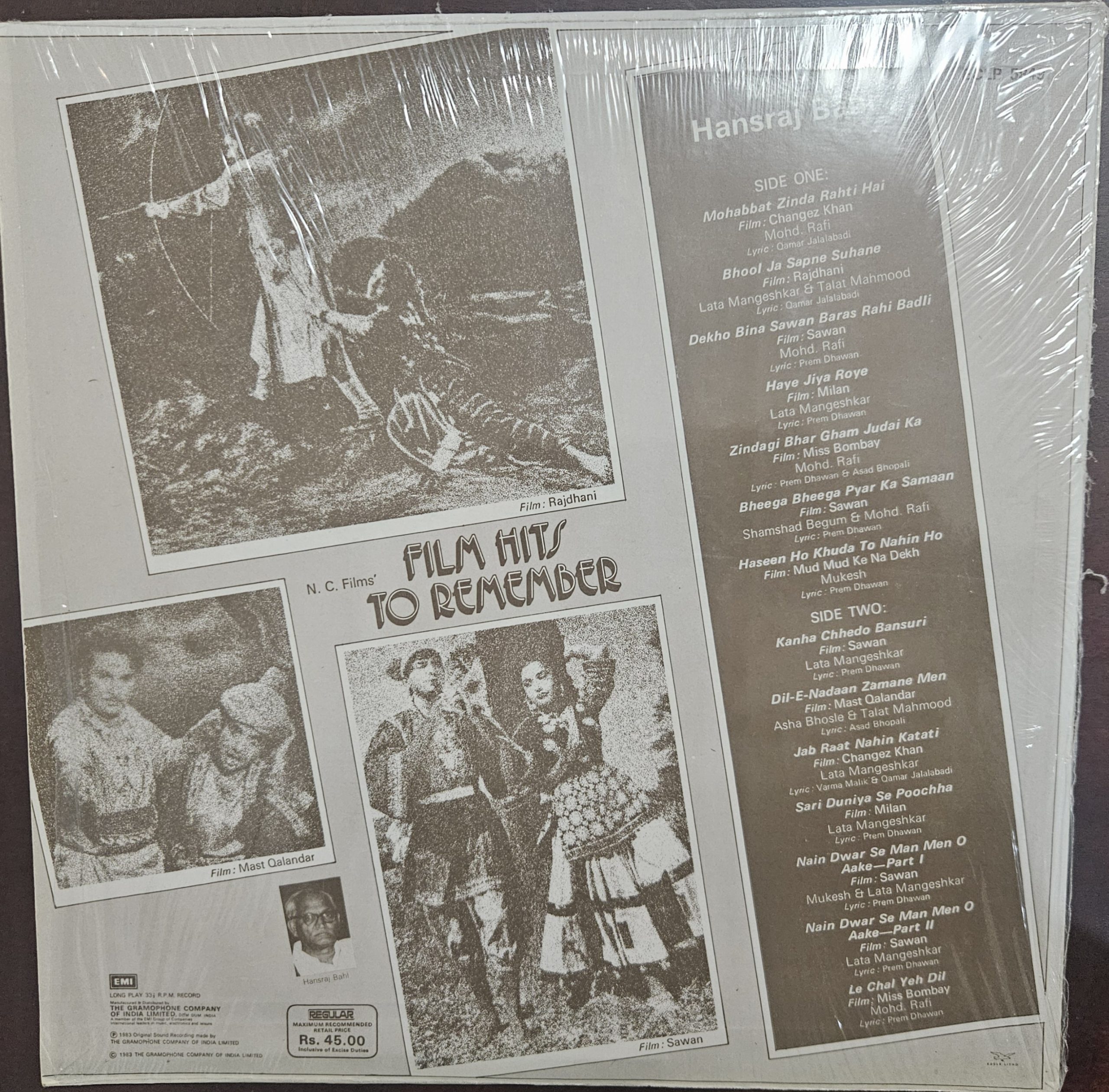 Film Hits To Remember - From N.C. Films – Record LP Vinyl Vintage – Bollywood - Image 2