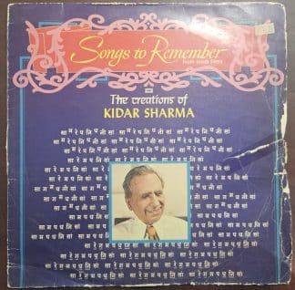 Songs To Remember From Hindi Films - The Creations Of Kidar Sharma (Fair) – Record LP Vinyl Vintage  – Bollywood