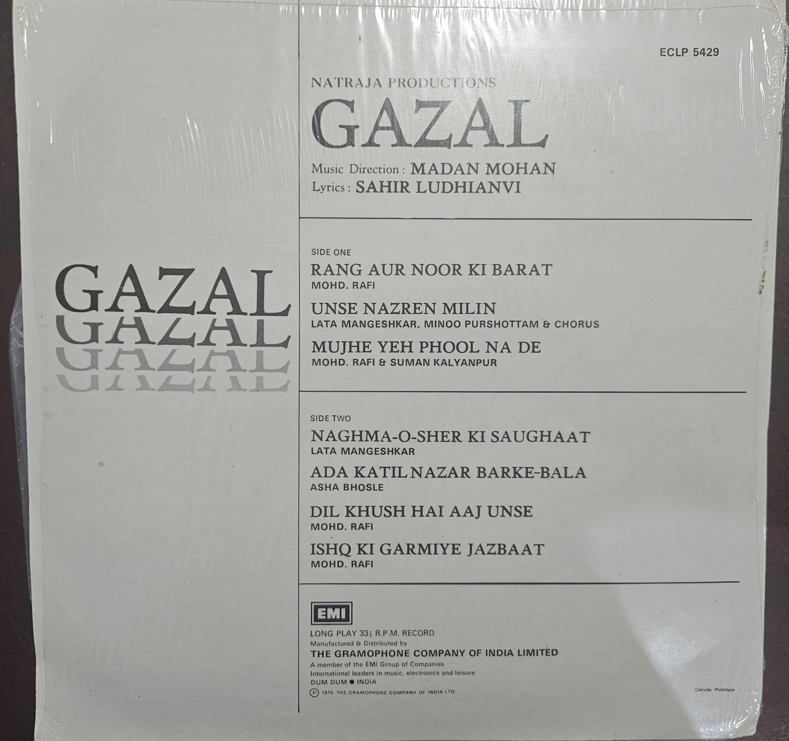Gazal – Record LP Vinyl Vintage -Bollywood - Image 2