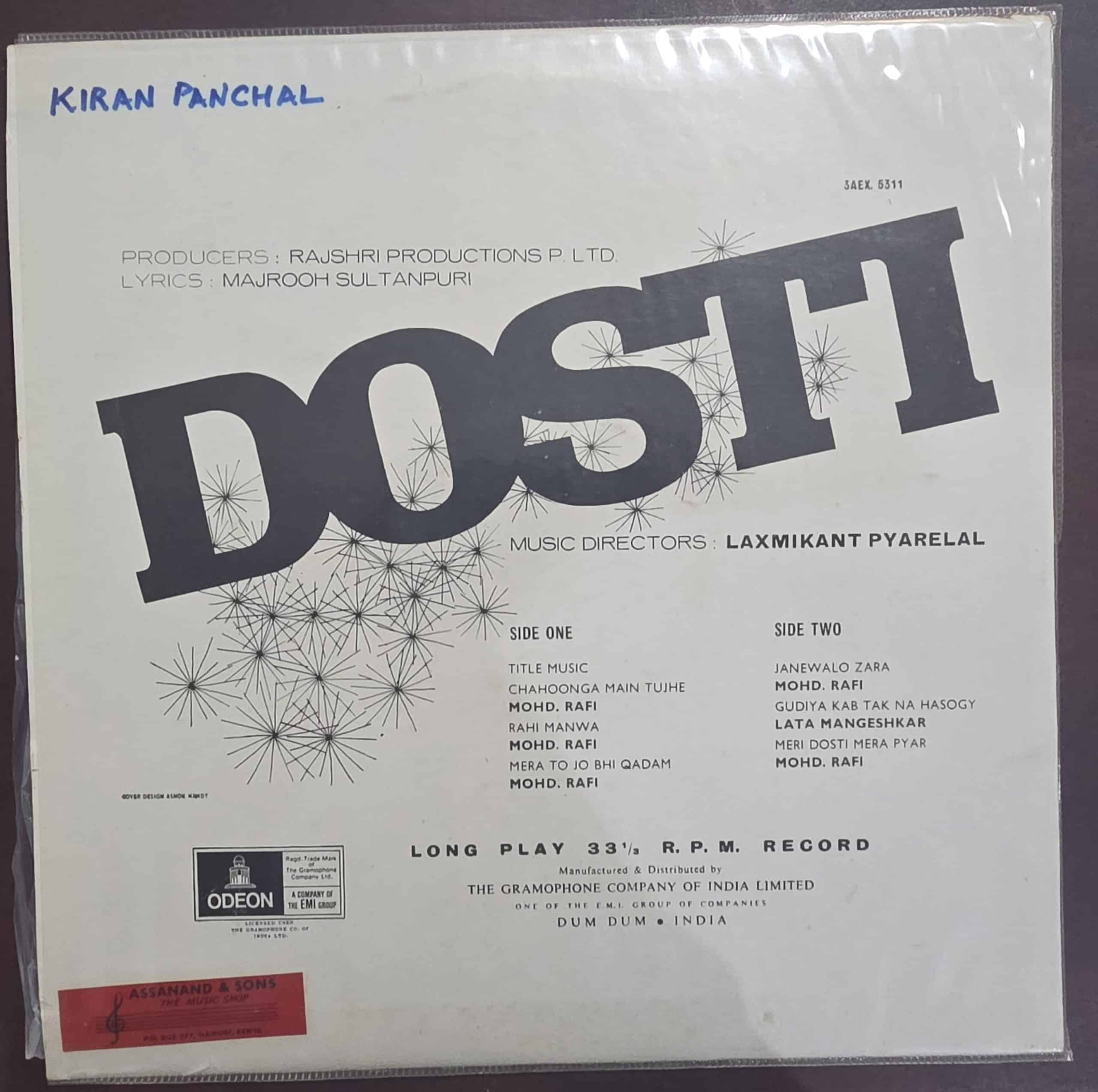 Dosti – Record LP Vinyl Vintage -Bollywood - Image 2