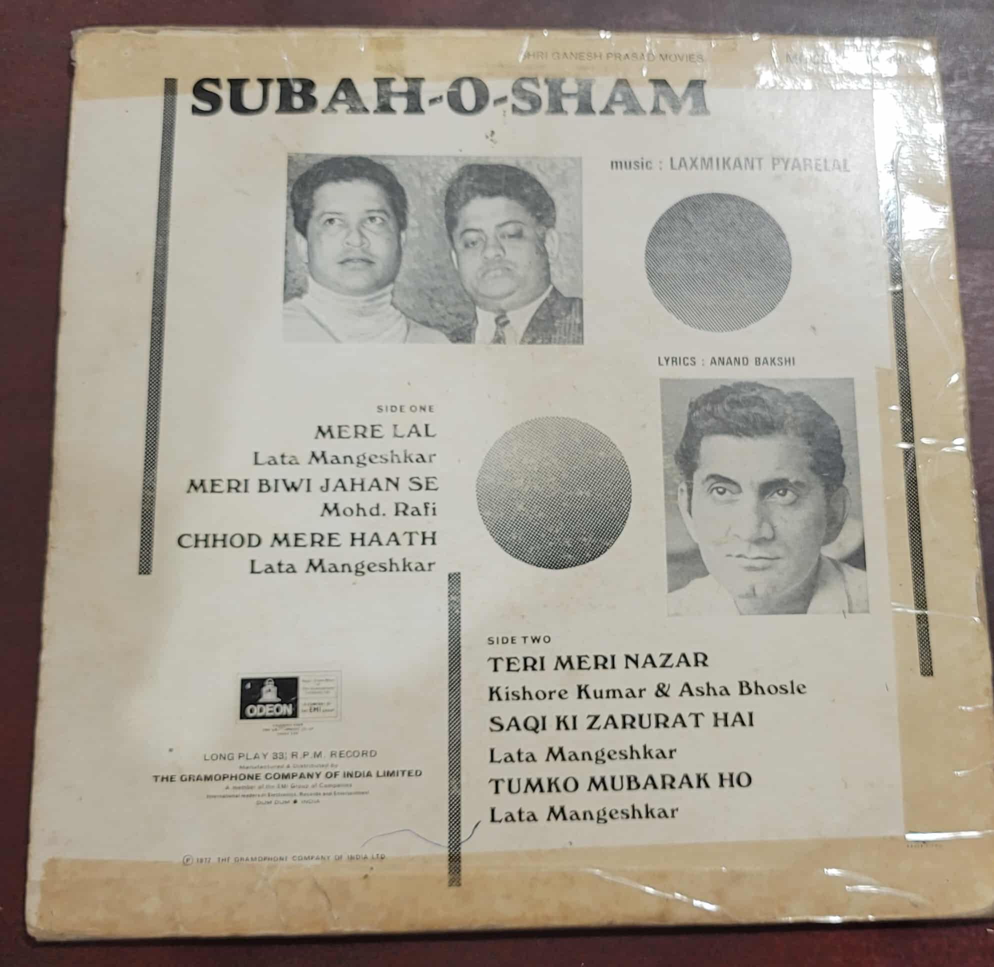 Subah O Sham – Record LP Vinyl Vintage -Bollywood - Image 2