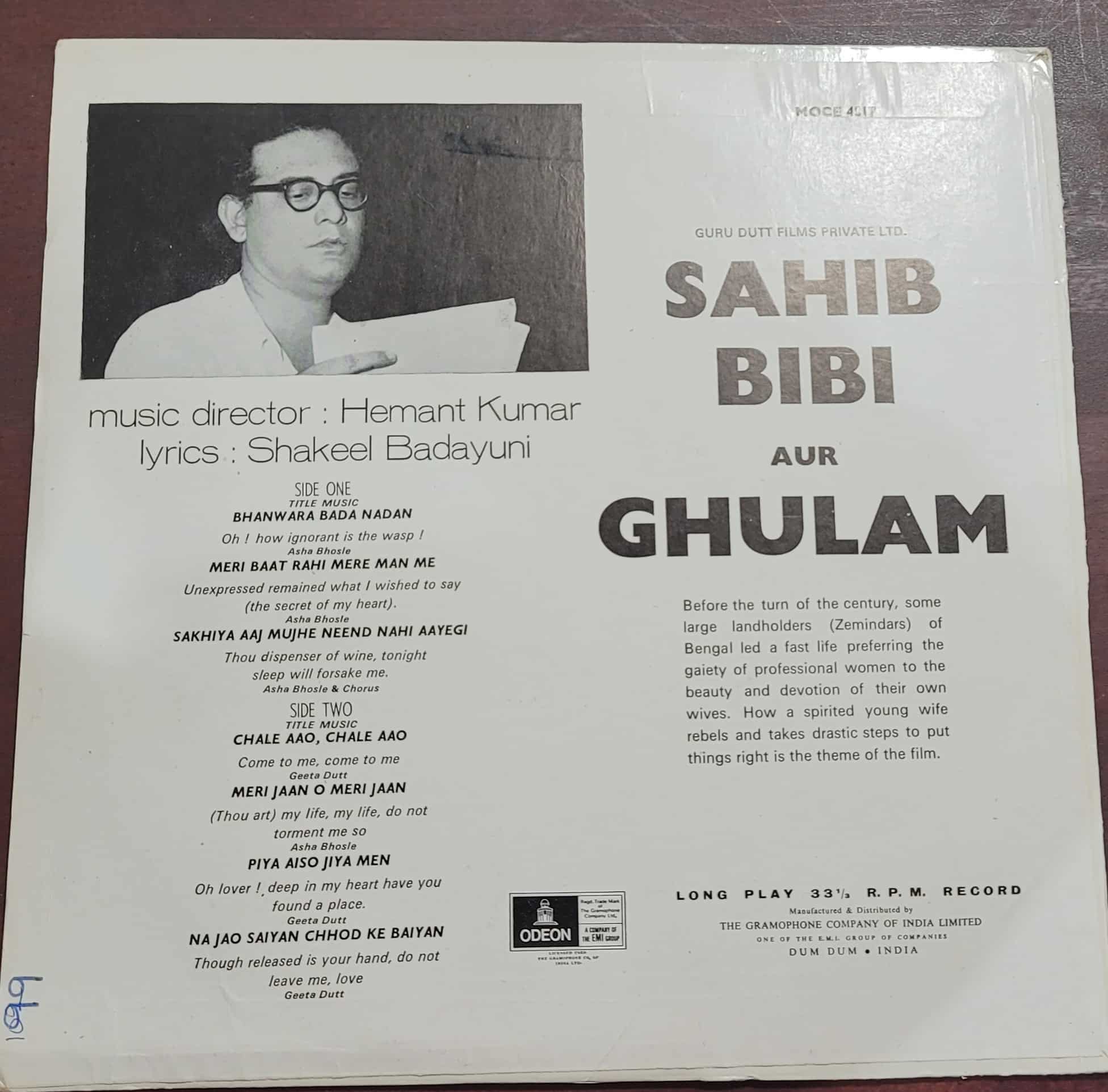 Sahib Bibi Aur Ghulam – Record LP Vinyl Vintage -Bollywood - Image 2