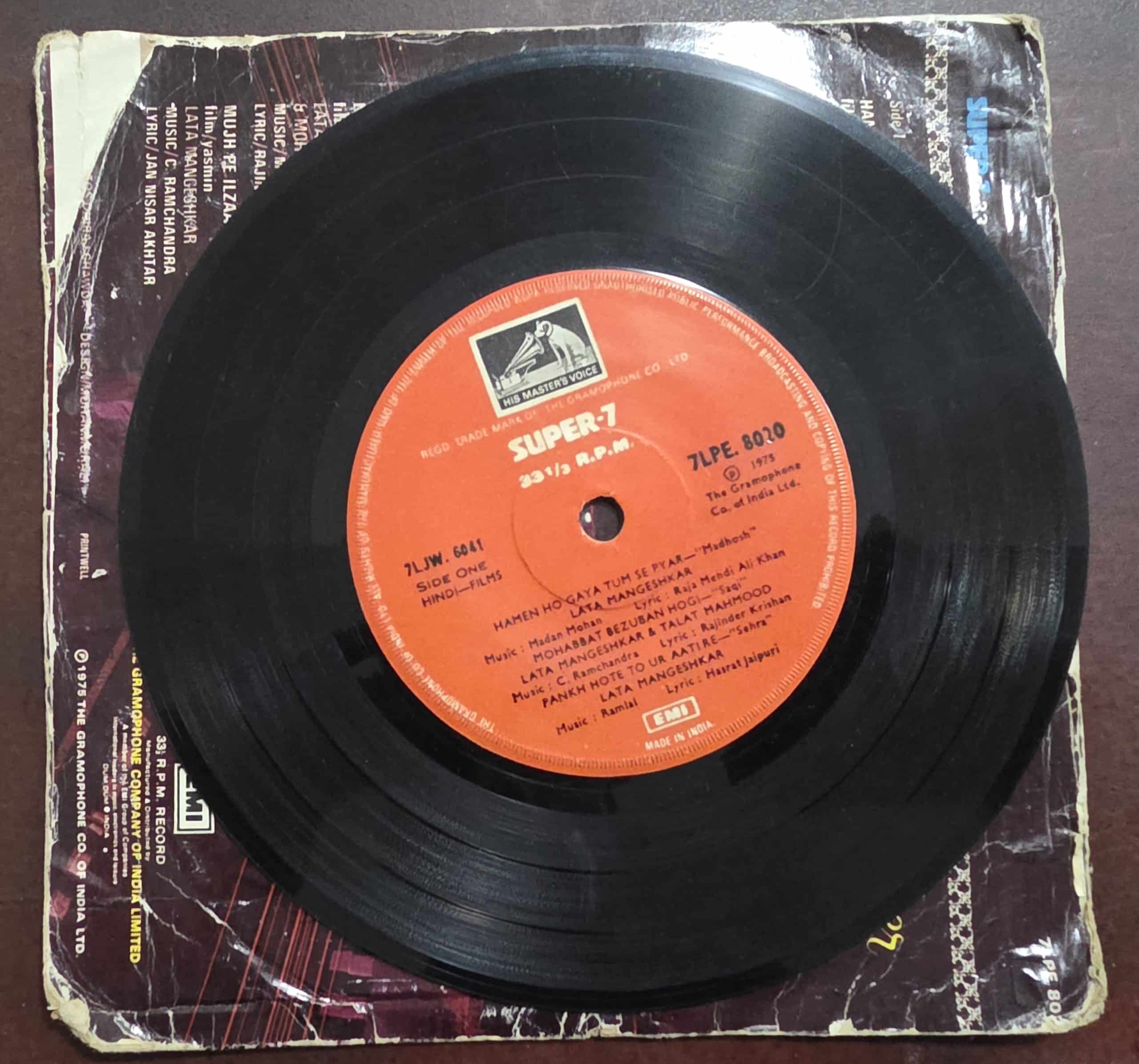 Songs To Remember From Hindi Films 7LPE 8020 – Record EP Vinyl Vintage -Bollywood - Image 3