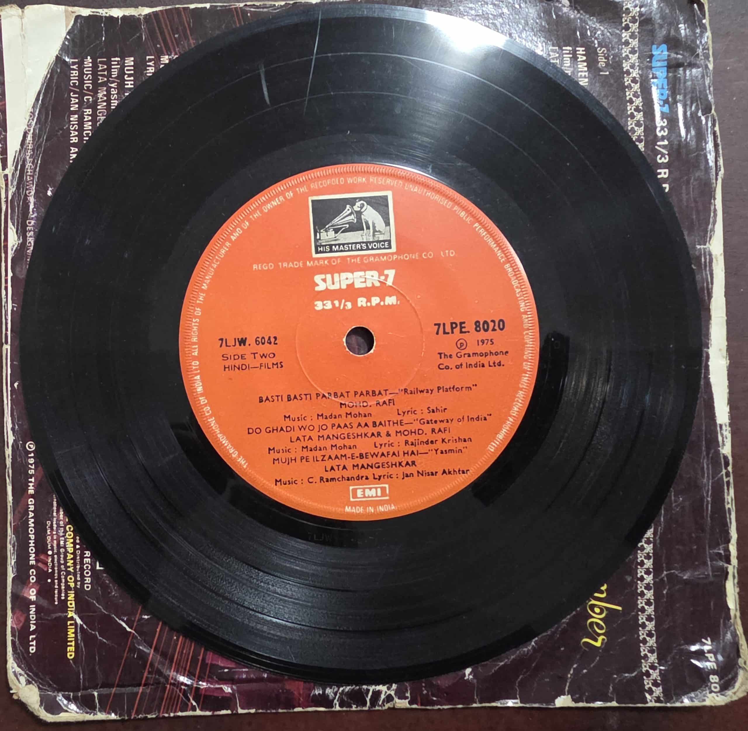 Songs To Remember From Hindi Films 7LPE 8020 – Record EP Vinyl Vintage -Bollywood - Image 4