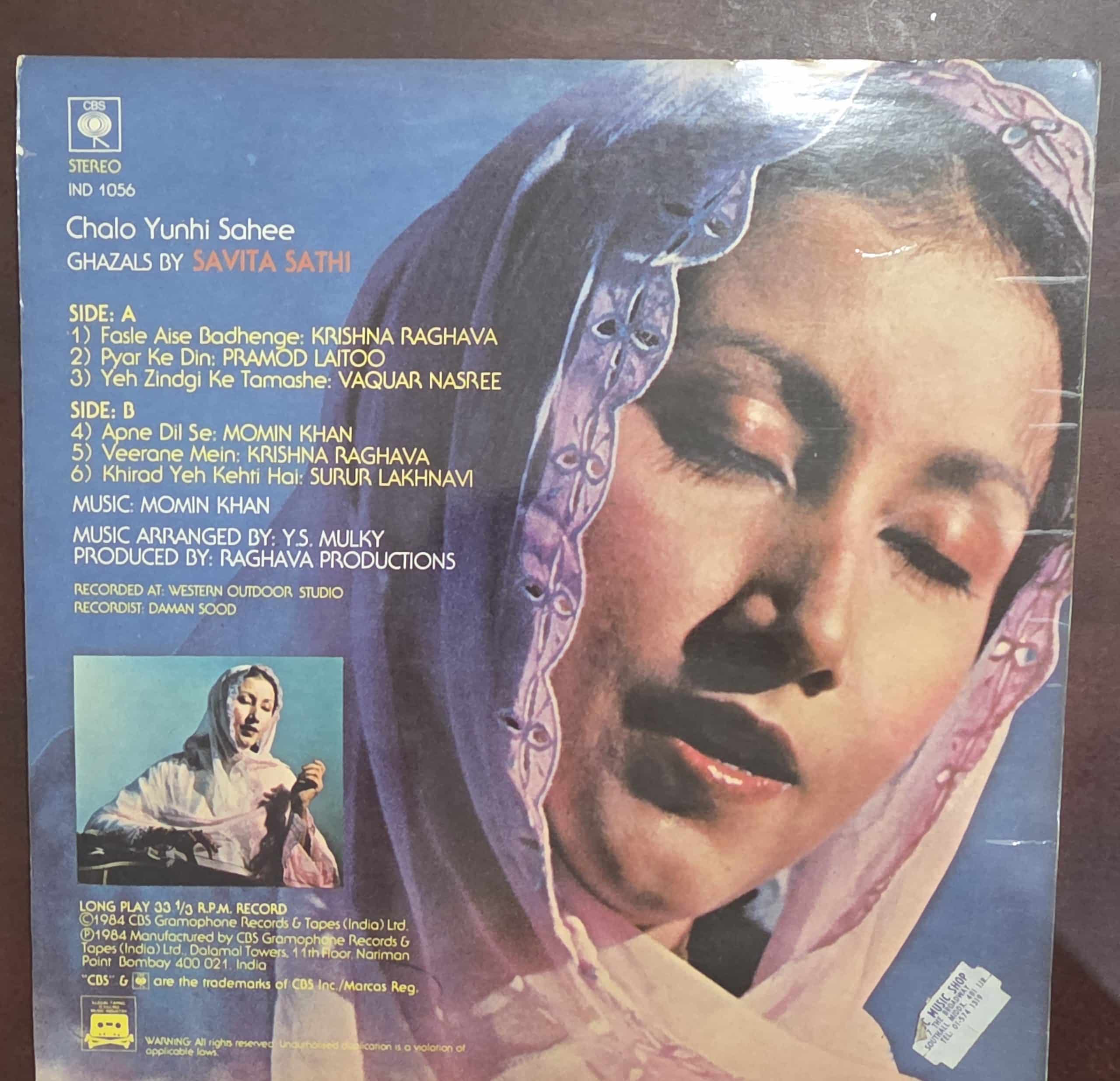 Chalo Yunhi Sahee - Ghazals – Record LP Vinyl Vintage - Image 2