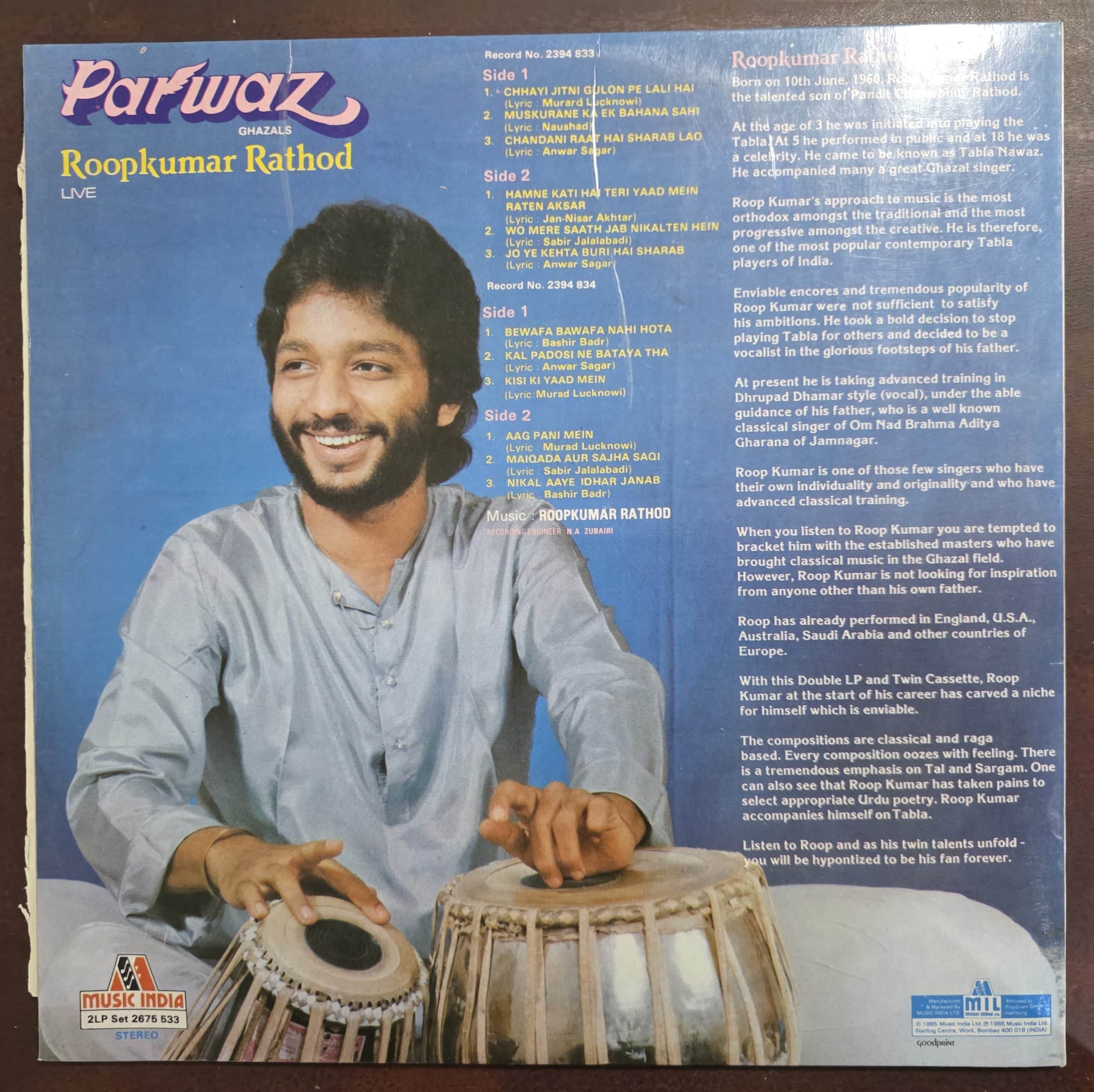 Parwaz - Roopkumar Rathod Live - Ghazals – Record LP Vinyl Vintage - Image 3