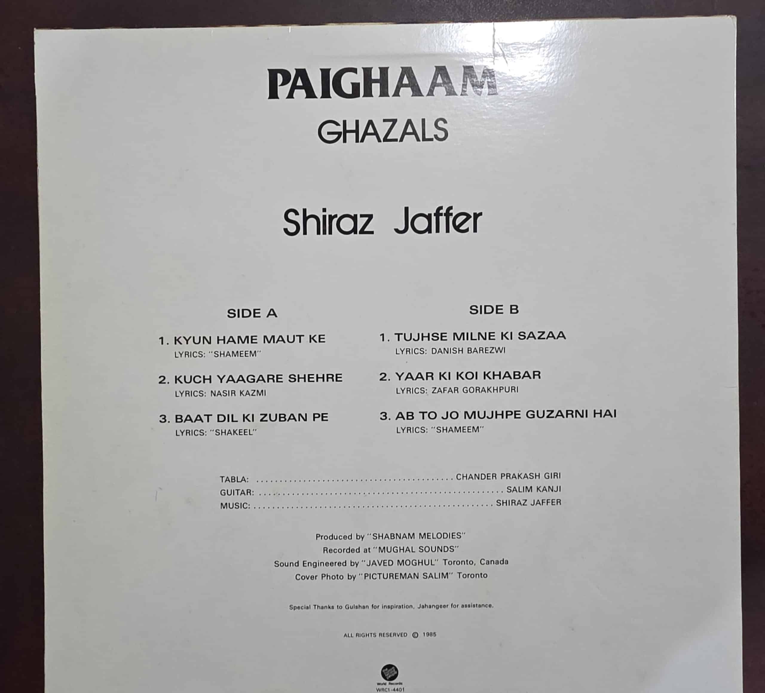 Paigham - Ghazals – Record LP Vinyl Vintage - Image 2