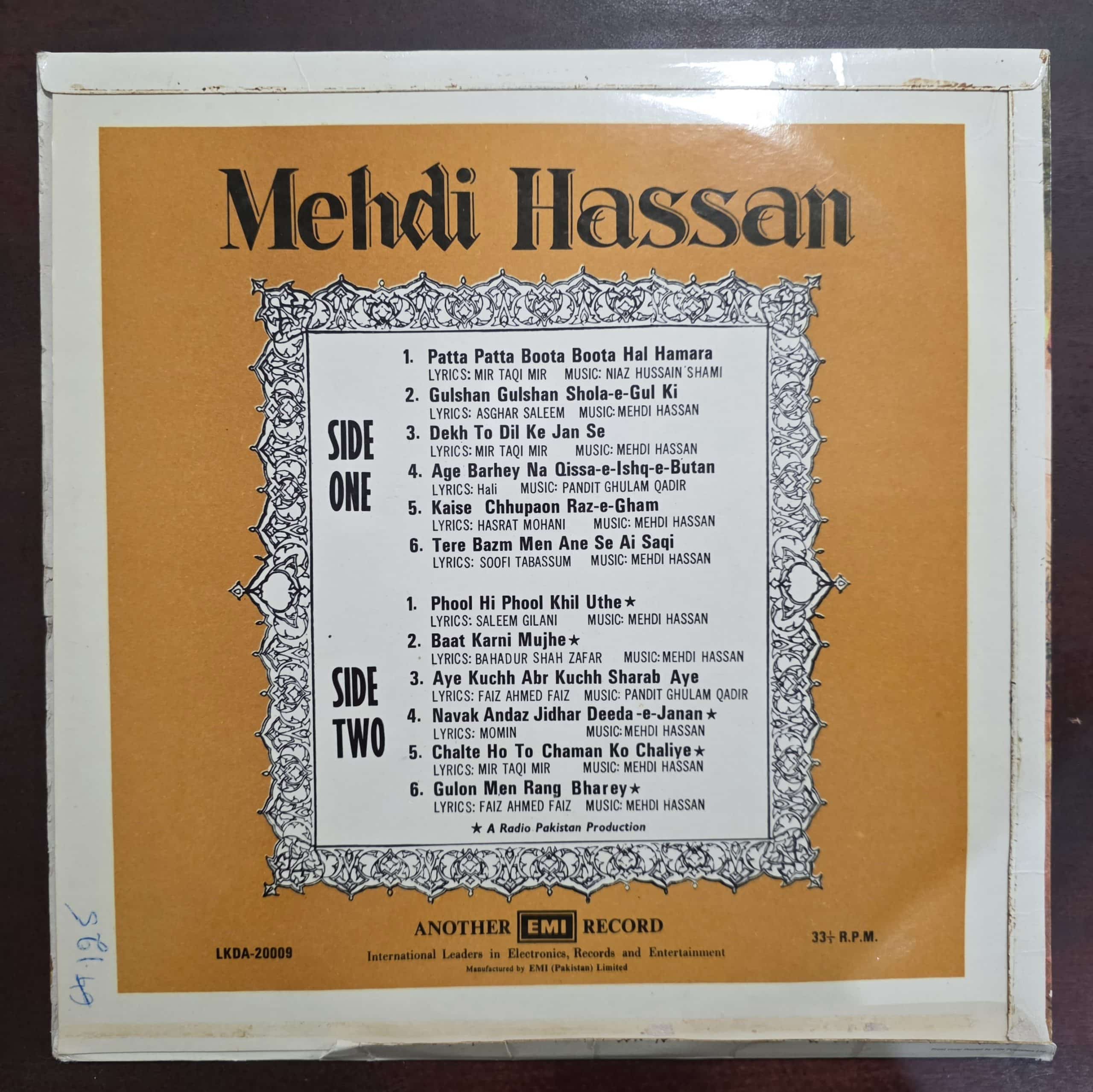 Ghazals by Mehdi Hassan - Vol II – Record LP Vinyl Vintage - Image 2