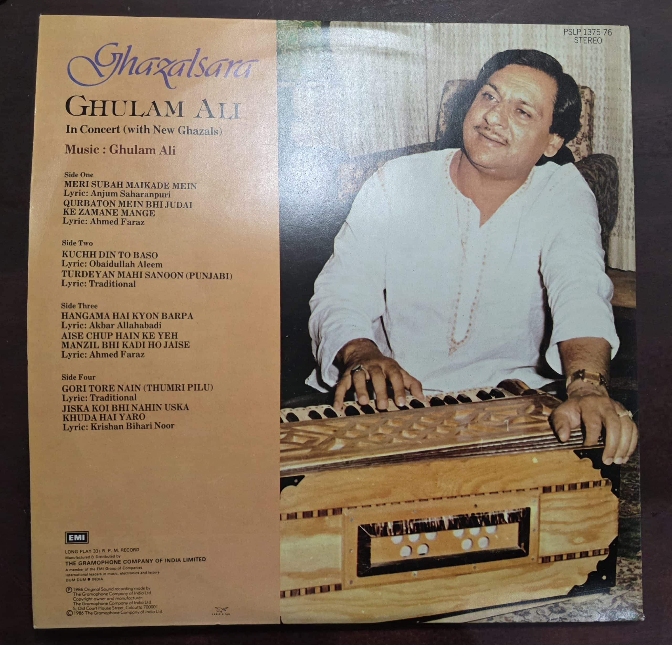 Ghazalsara - Ghulam Ali - In Concert - Ghazals - Record LP Vinyl Vintage - Image 3
