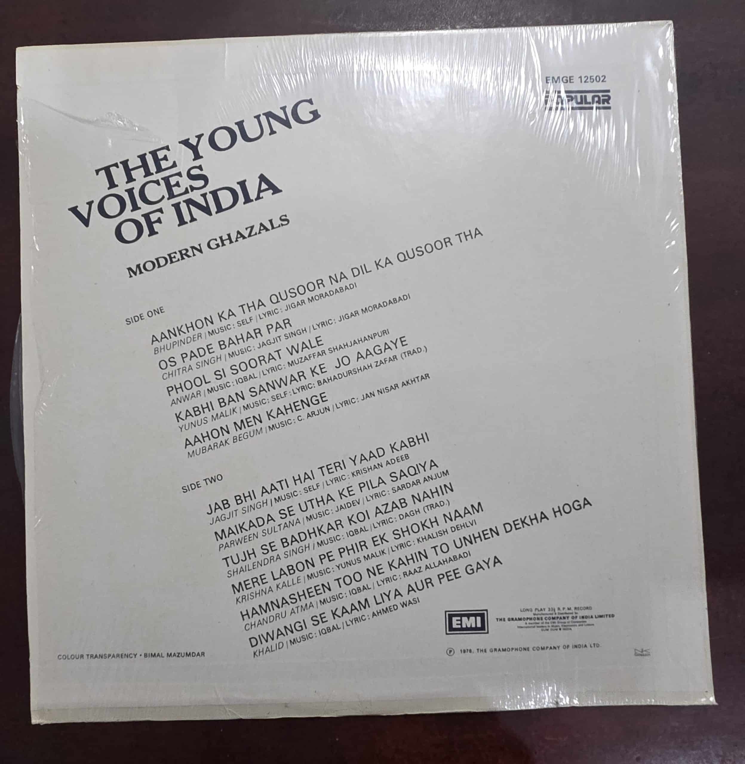 The Young Voices Of India - Modern Ghazals - Record LP Vinyl Vintage - Image 2