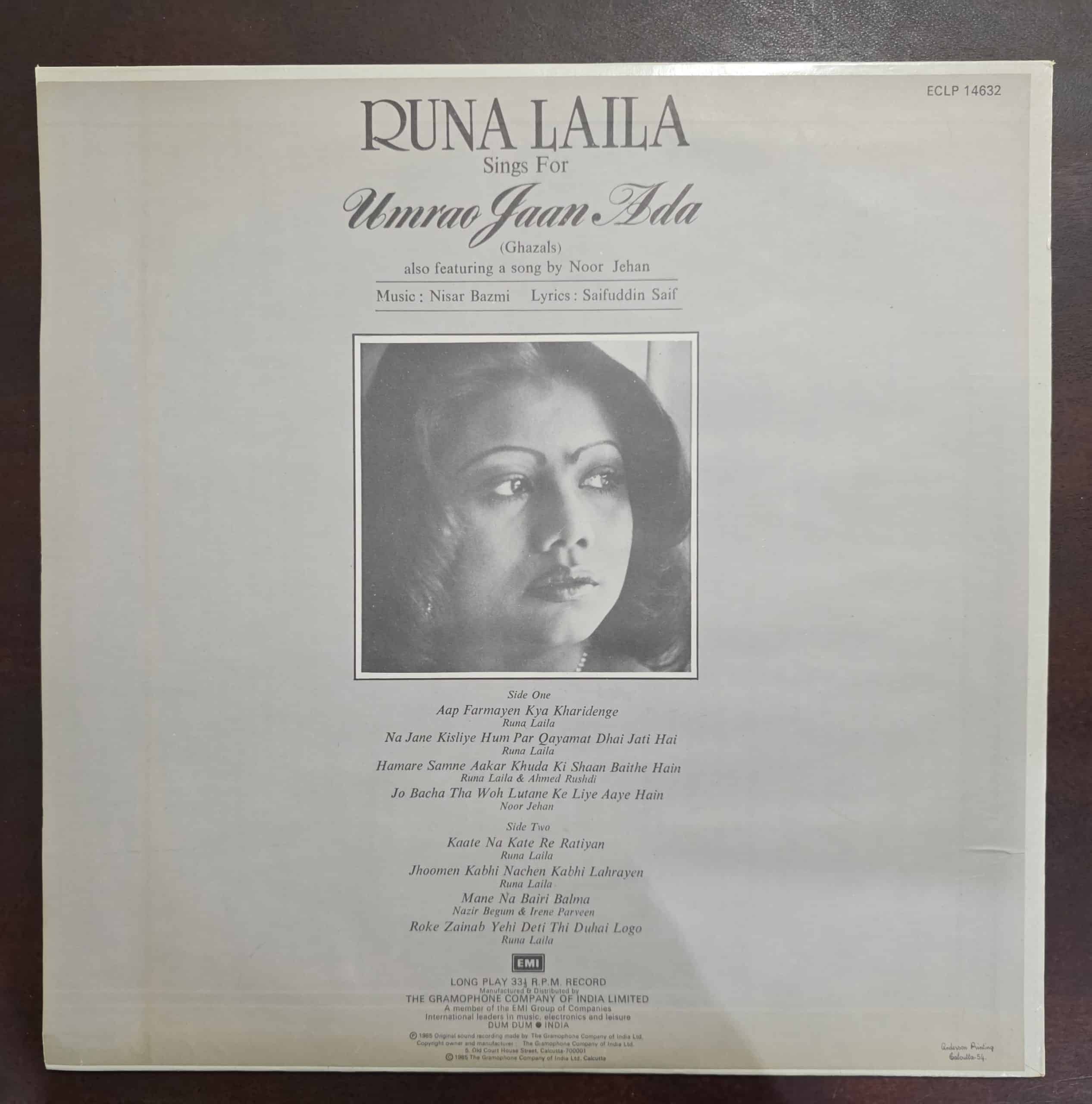 Runa Laila Sings For Umrao Jaan Ada - Ghazals - Record LP Vinyl Vintage - Image 2