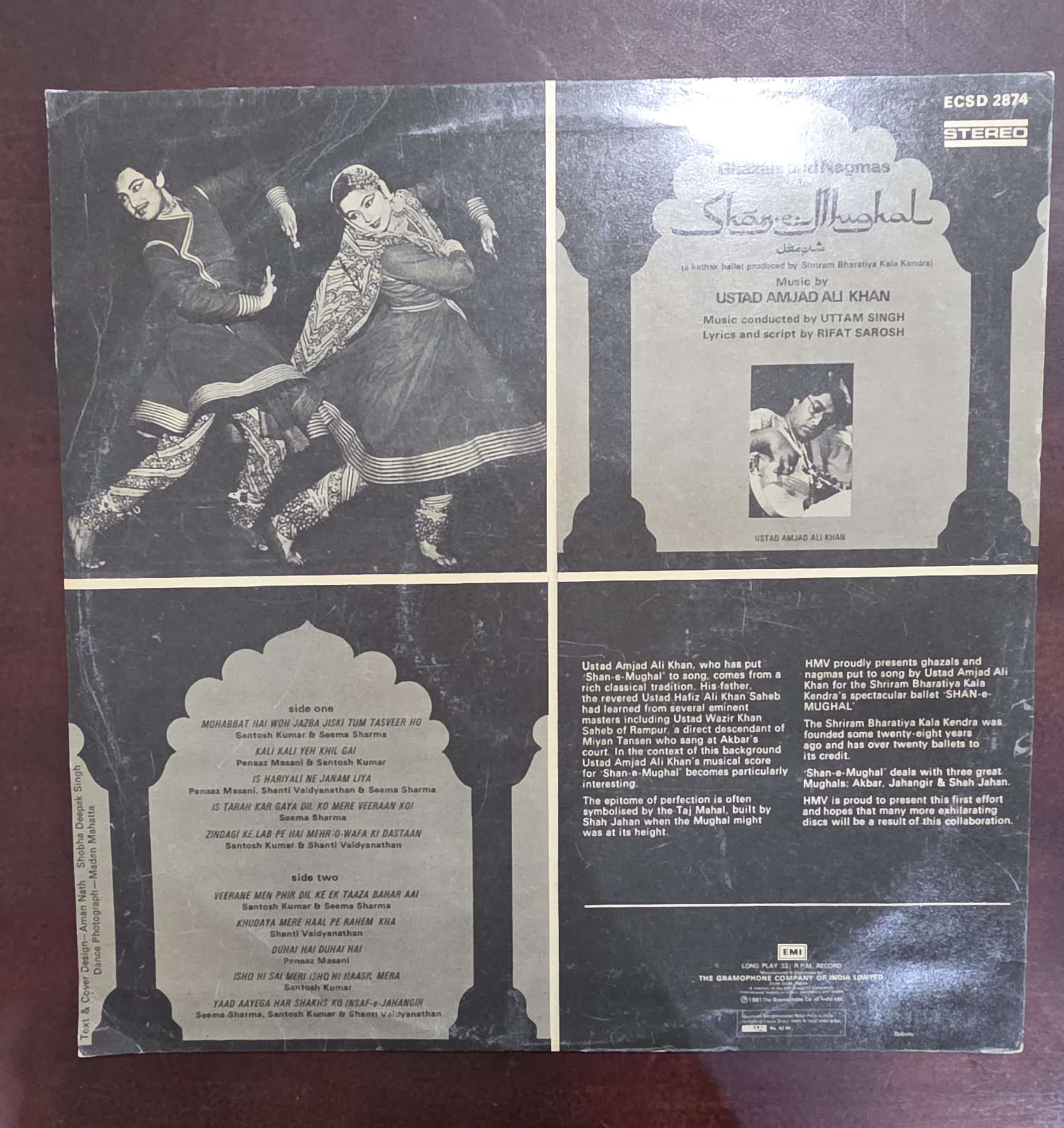 Ghazals And Nagmas For Shān-e-Mughal - Ustad Amjad Ali Khan - Ghazals - Record LP Vinyl Vintage - Image 2