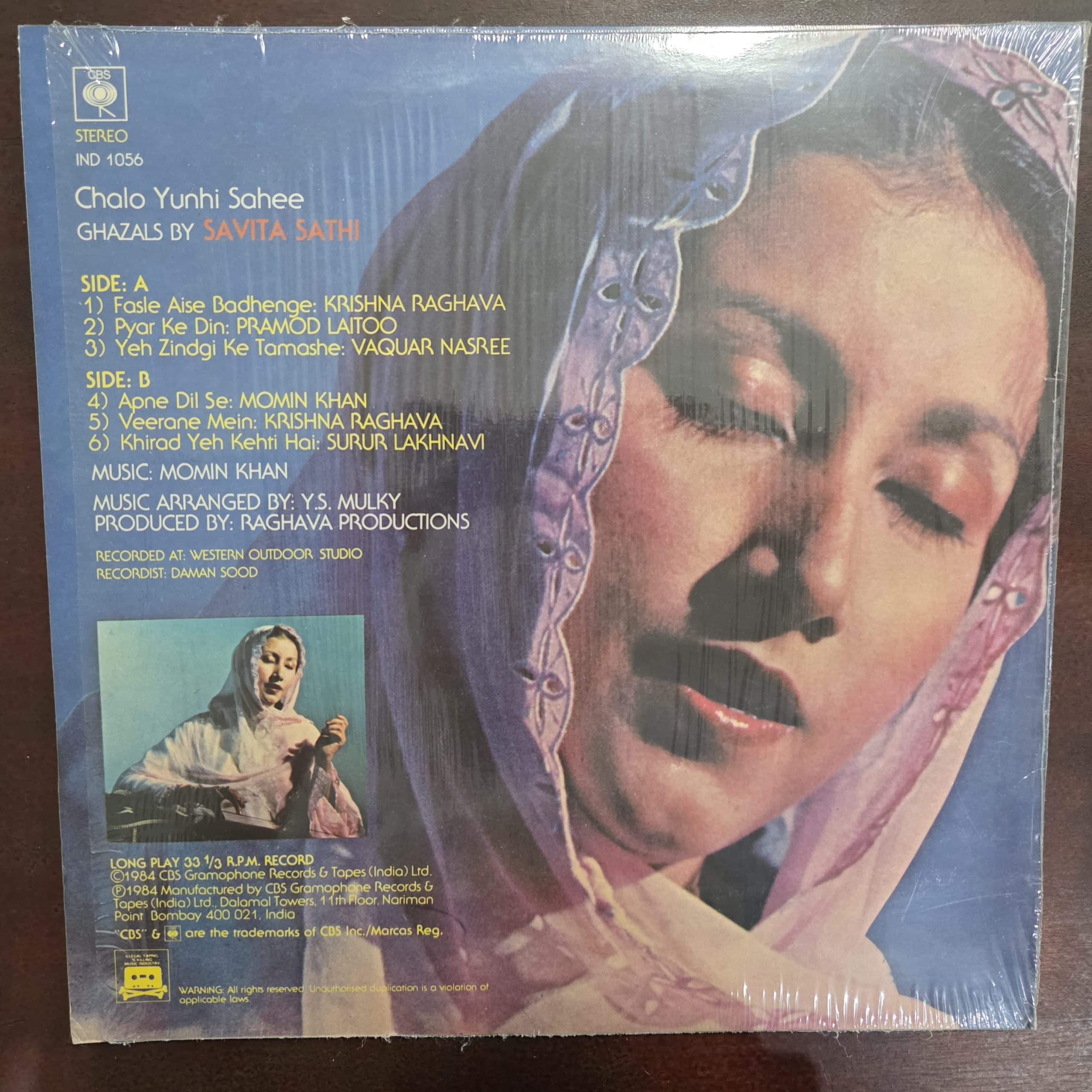 Chalo Yunhi Sahee - Savita Sathi - Ghazals - Record LP Vinyl Vintage - Image 2