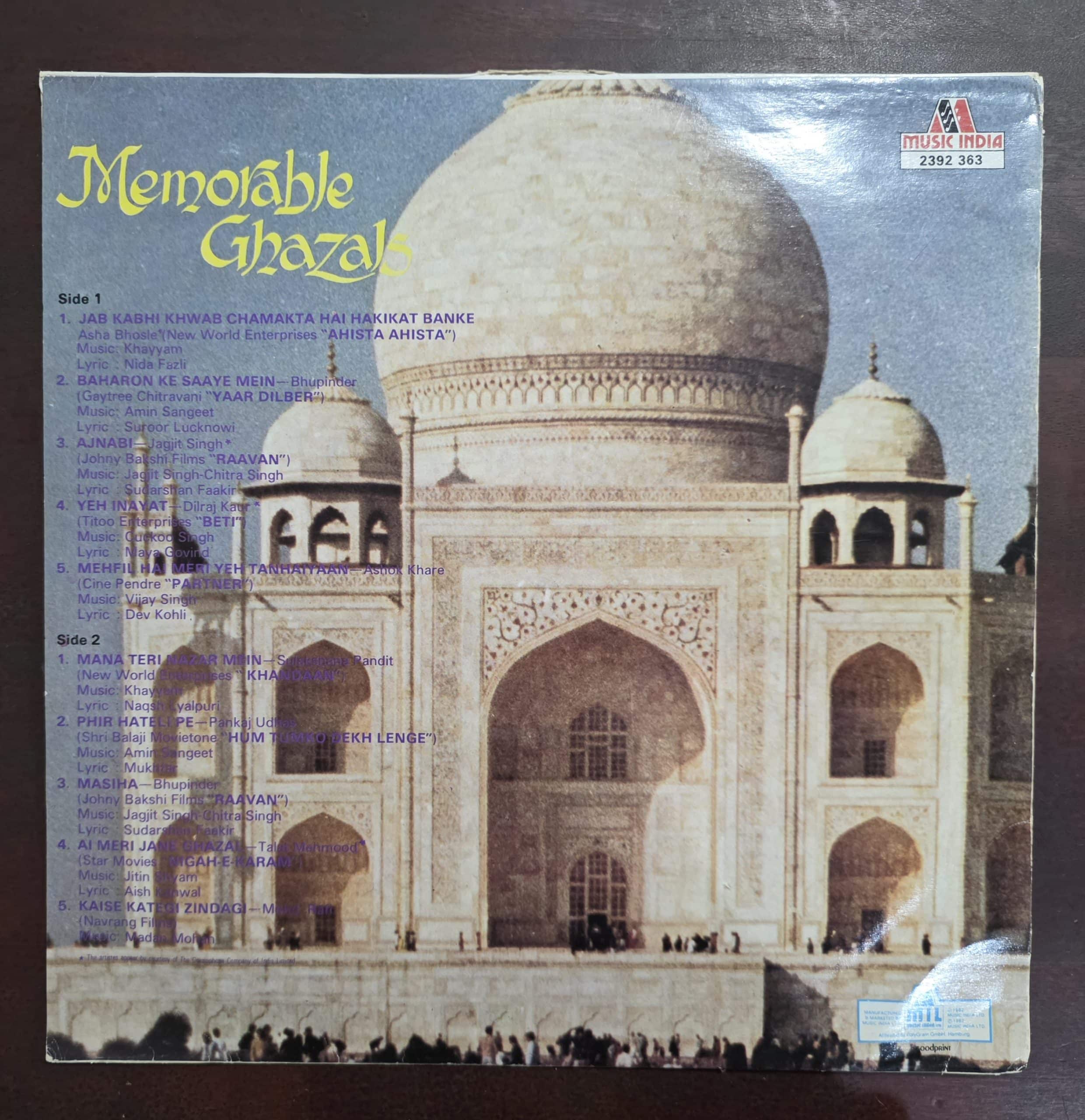 Memorable Ghazals - Record LP Vinyl Vintage - Image 2