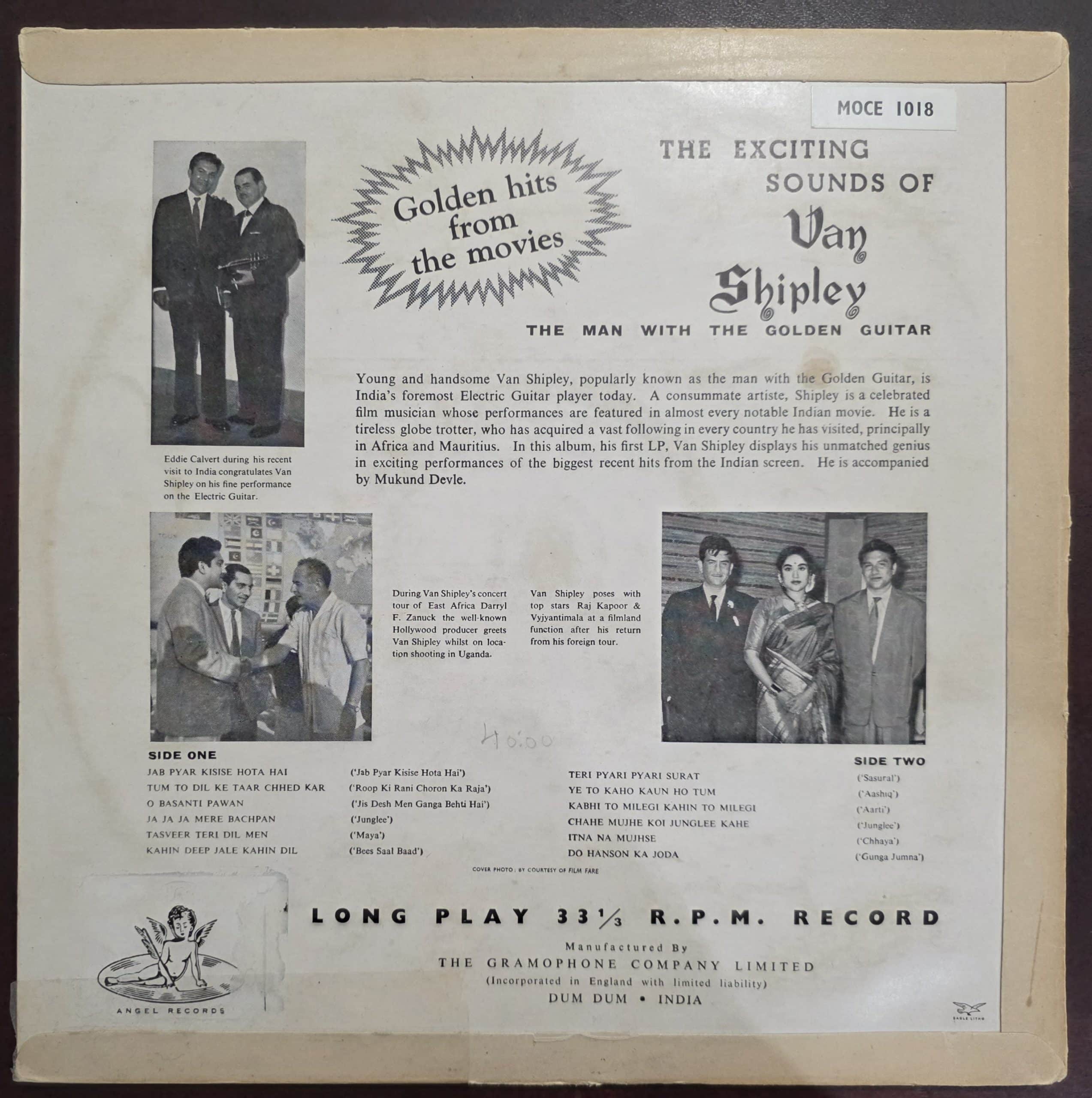 Top Film Tunes - Van Shipley - The Man with the Golden Guitar – Instrumental - Record LP Vinyl Vintage -Bollywood - Image 2