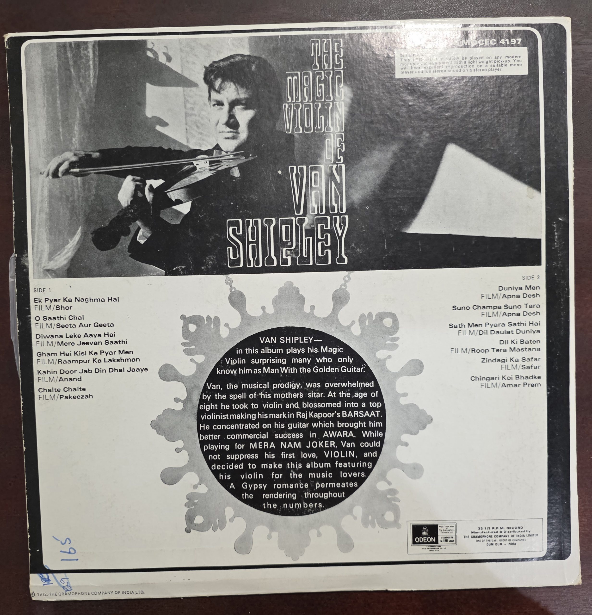 The Magic Violin of Van Shipley – Instrumental - Record LP Vinyl Vintage -Bollywood - Image 2