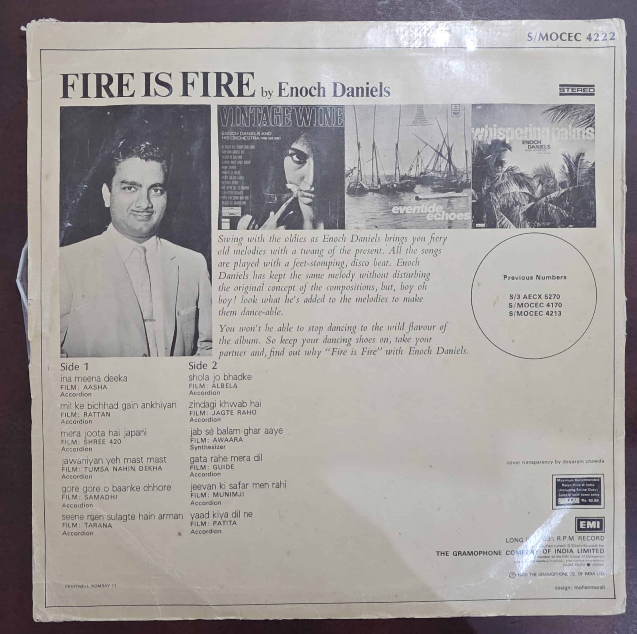 Fire is Fire - Enoch Daniels - Instrumental – Record LP Vinyl Vintage -Bollywood - Image 2