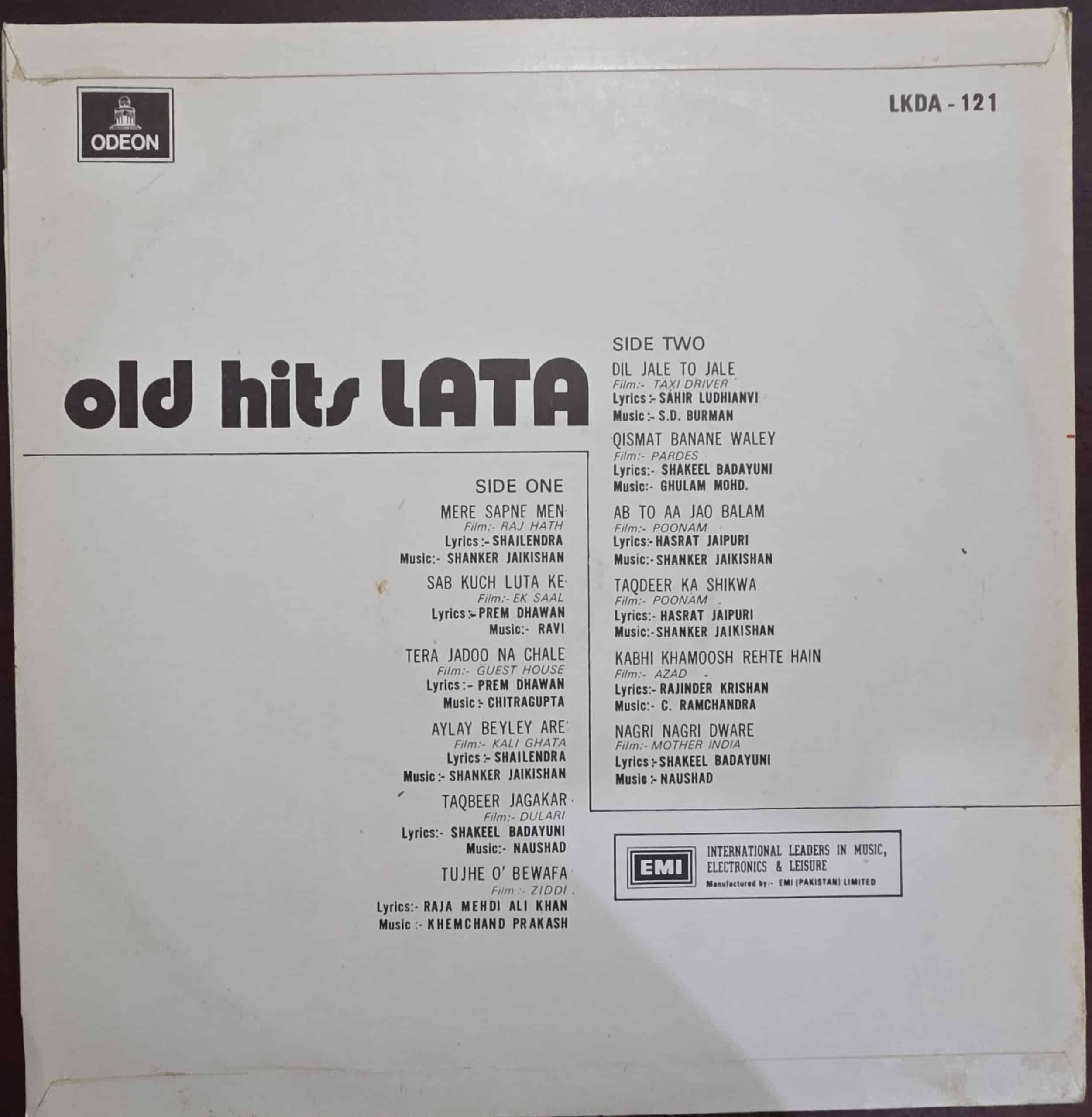 Old Hits From Lata Mangeshkar – Record LP Vinyl Vintage -Bollywood - Image 2