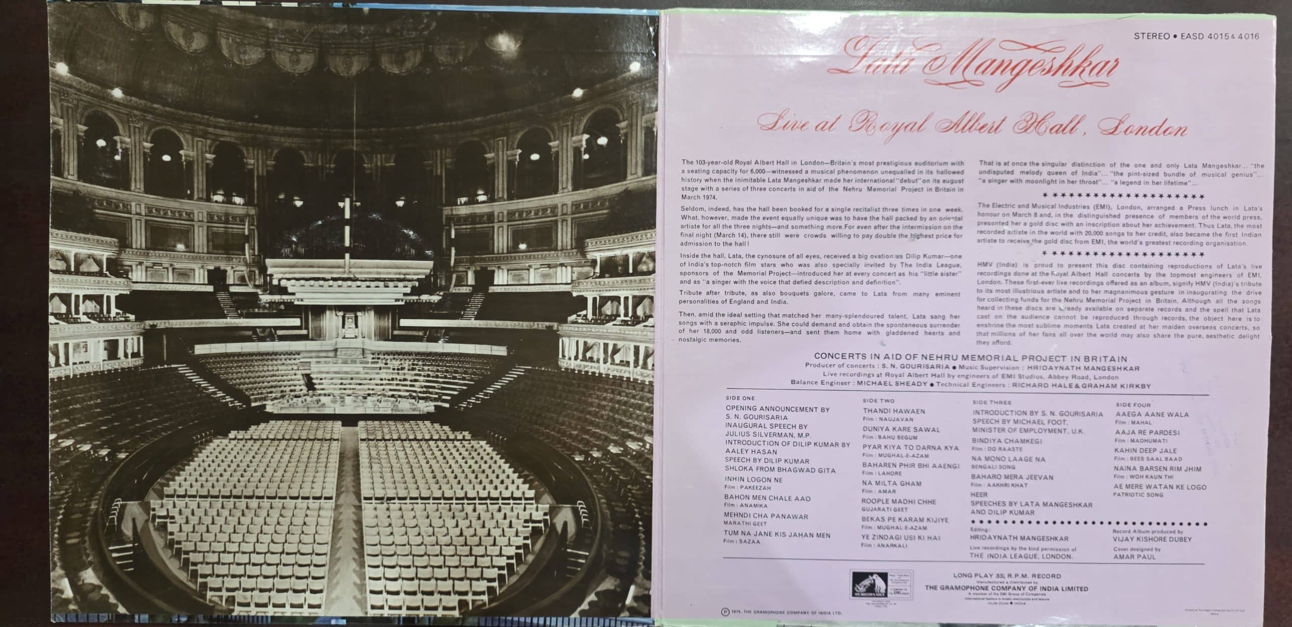 Live At Royal Albert Hall, London (March 1974) – Record LP Vinyl Vintage -Bollywood - Image 2