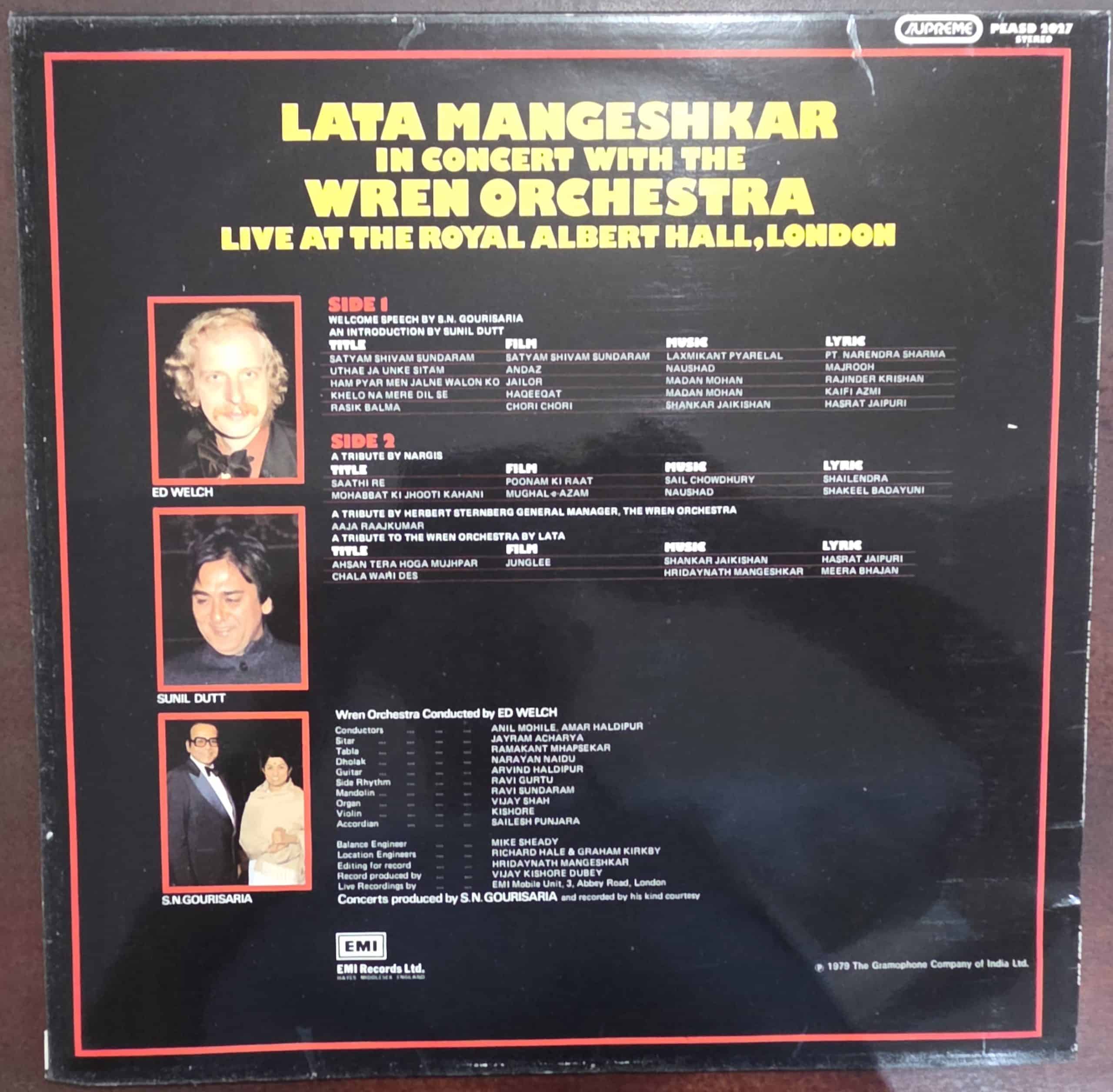Lata Mangeshkar In Concert With The Wren Orchestra – Live At The Royal Albert Hall, London – Record LP Vinyl Vintage -Bollywood - Image 2