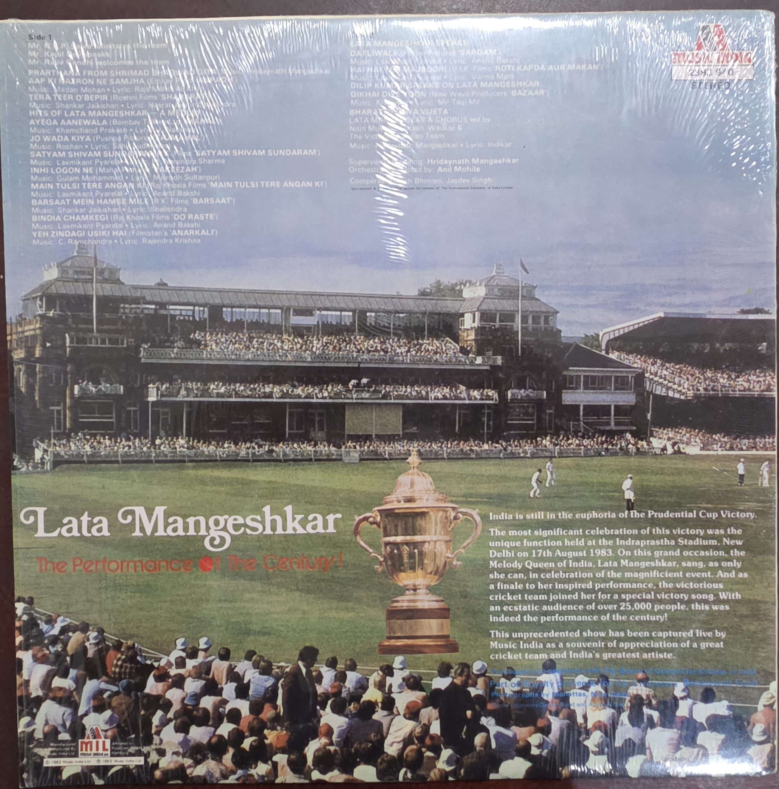 The Performance Of The Century - Lata Mangeshkar – Record LP Vinyl Vintage -Bollywood - Image 2