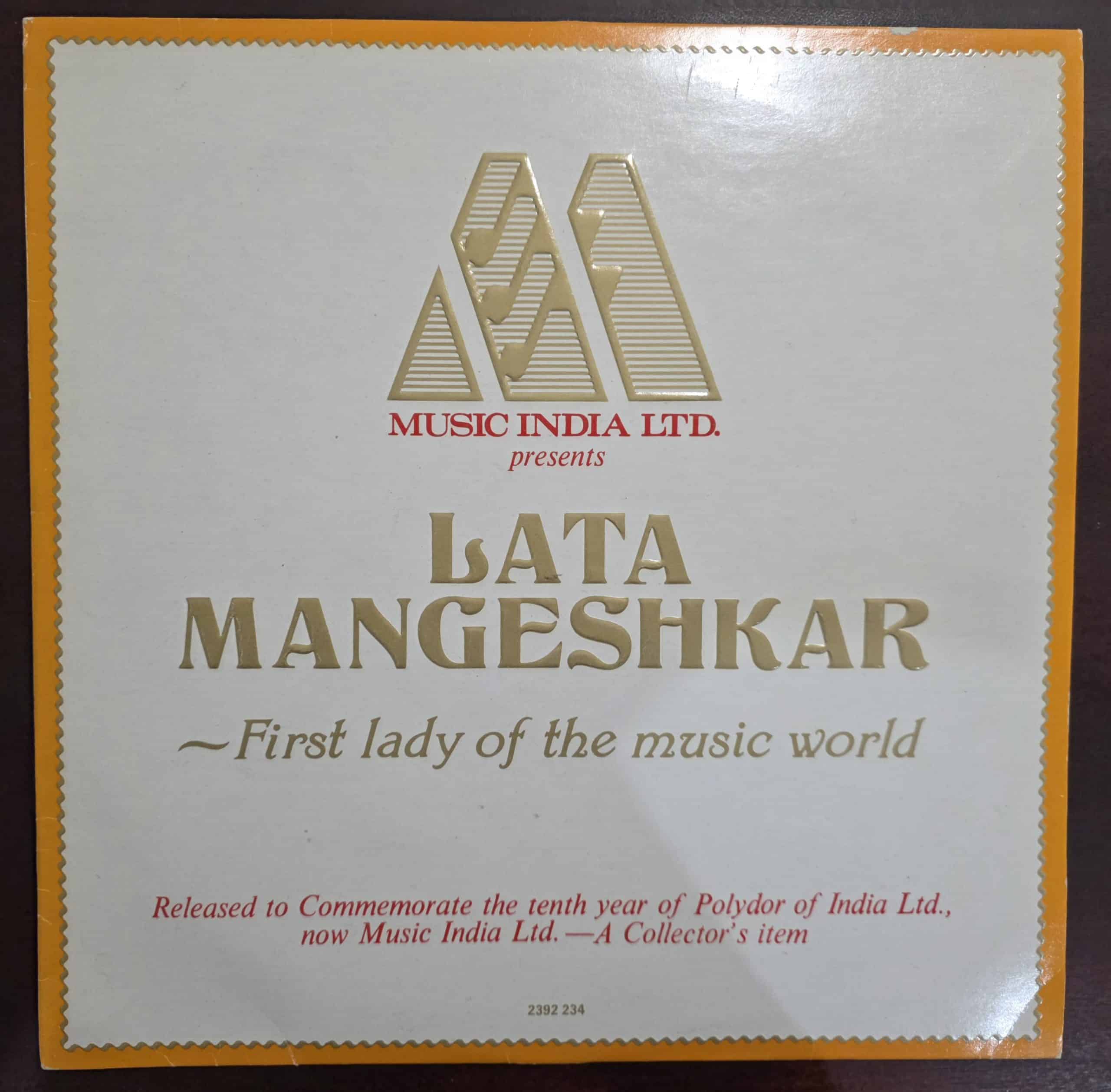 Lata Mangeshkar ~ First Lady Of The Music World – Record LP Vinyl Vintage -Bollywood