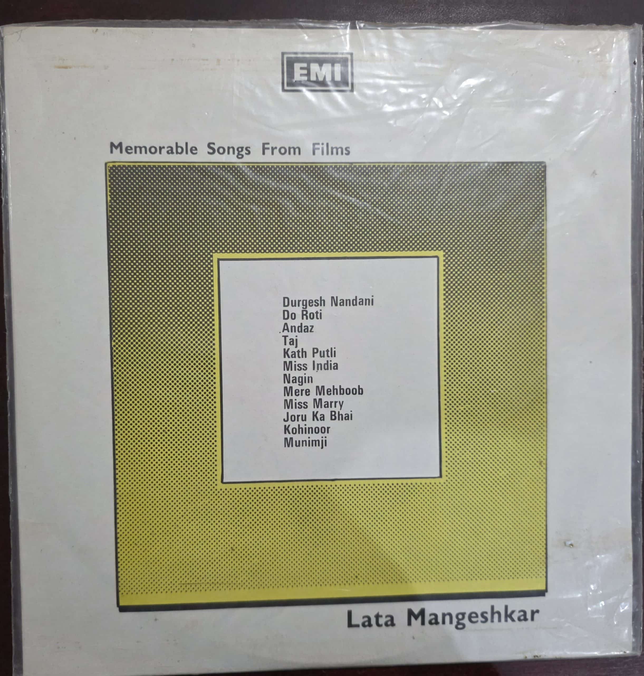 Memorable Songs From Films - Lata Mangeshkar – Record LP Vinyl Vintage -Bollywood