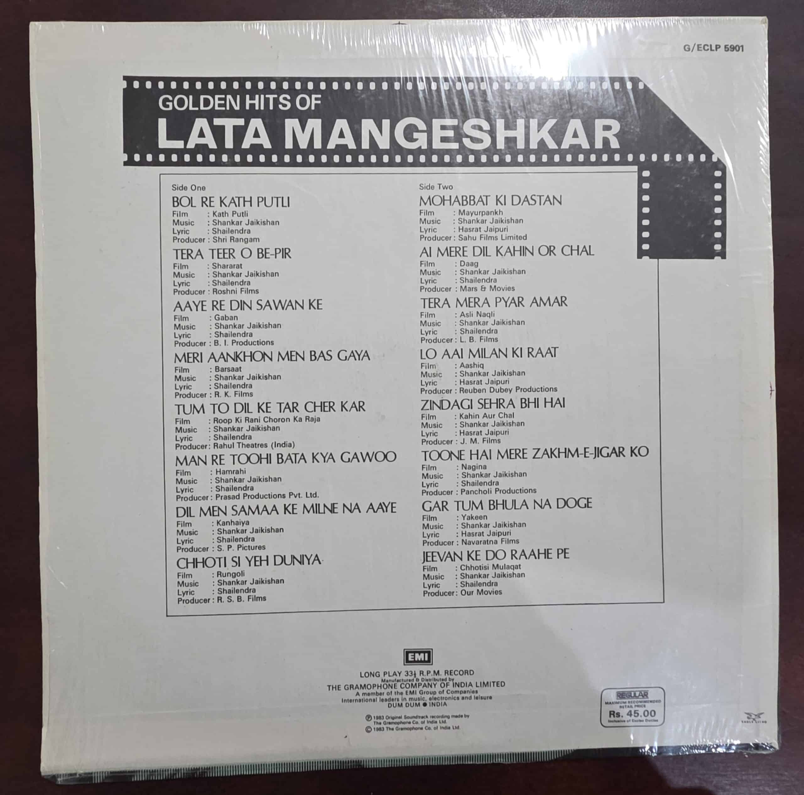 Golden Hits Of Lata Mangeshkar – Record LP Vinyl Vintage -Bollywood - Image 2