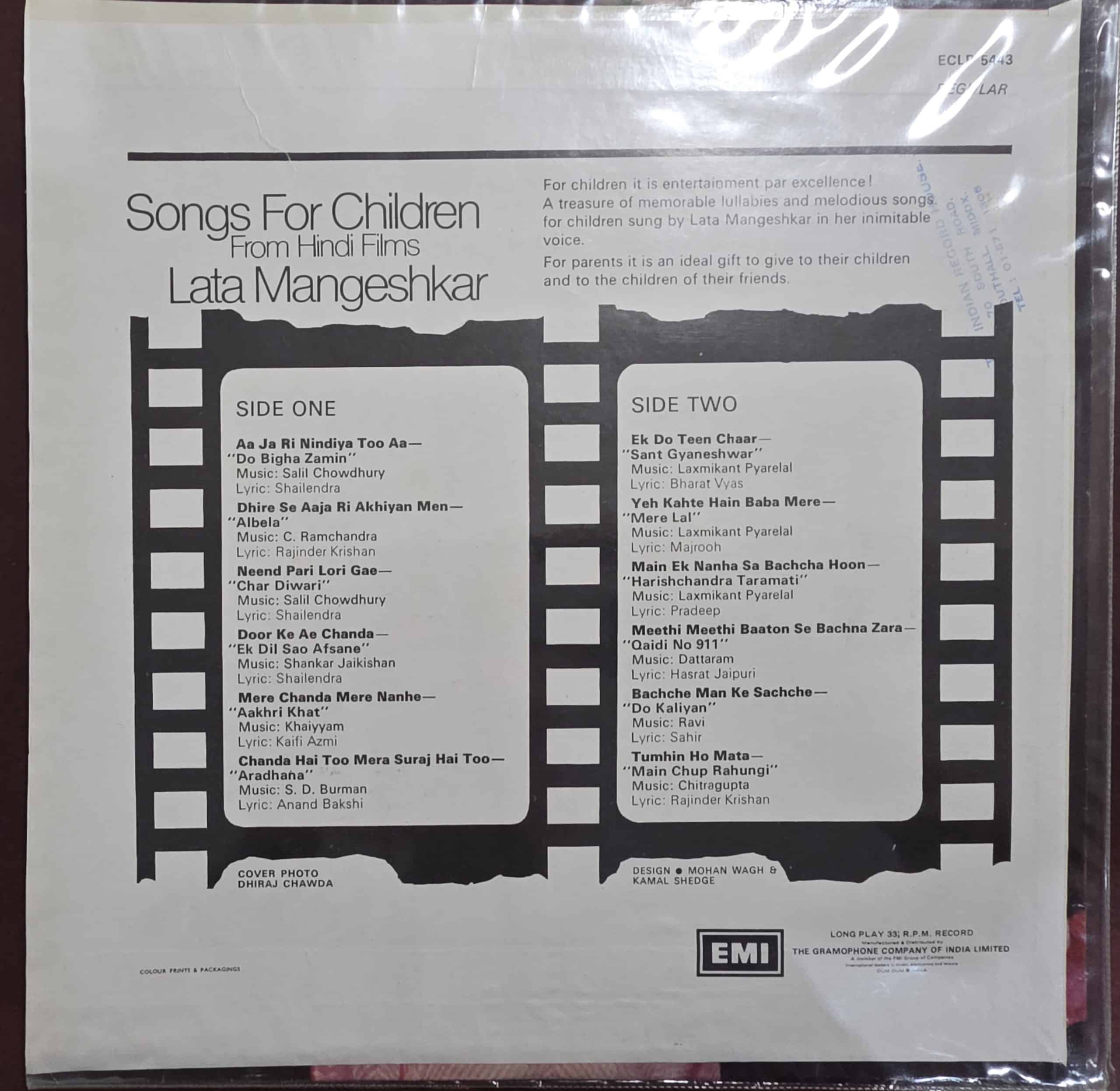Songs For Children (From Hindi Films) - Lata Mangeshkar – Record LP Vinyl Vintage -Bollywood - Image 2