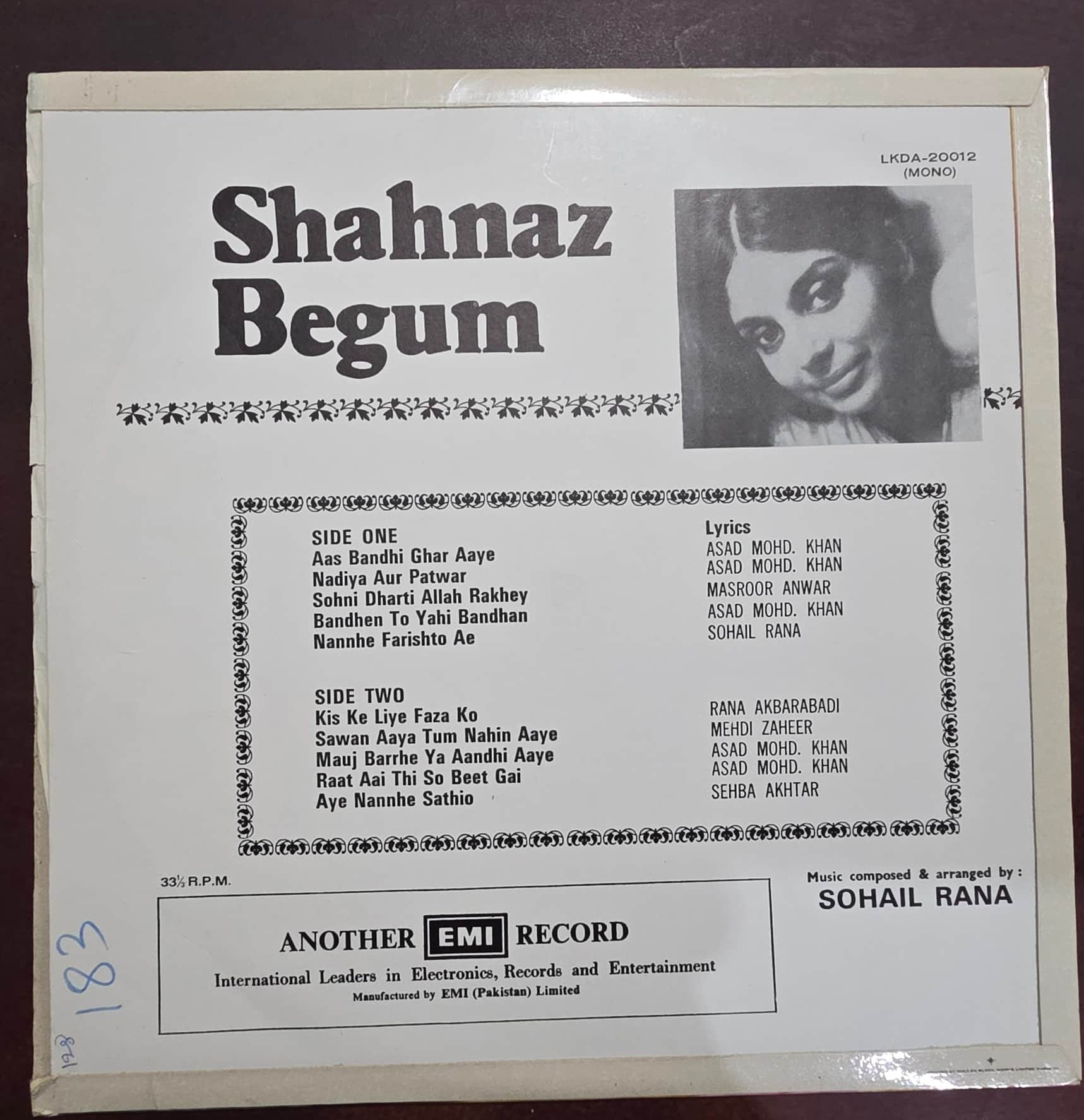 Shahnaz Begum - Shahnaz Begum – Record LP Vinyl Vintage -Bollywood - Image 2