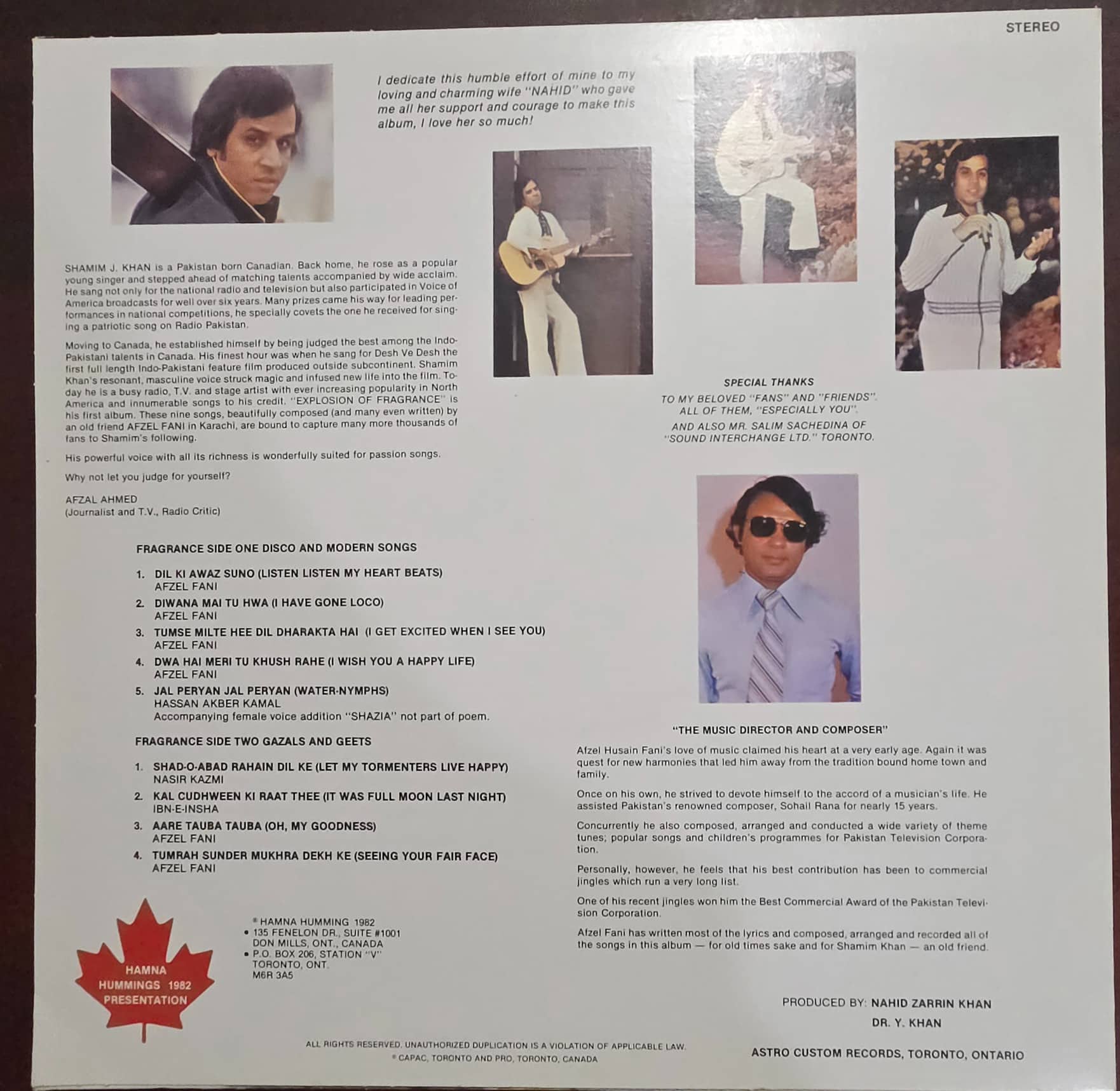 With His Explosion Of Fragrance - Shamim Khan - Record LP Vinyl Vintage - Bollywood - Image 2