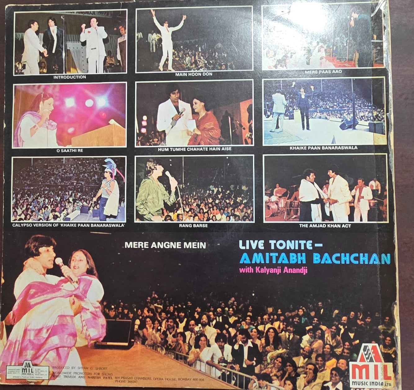 Live Tonite - Amitabh Bachchan With Kalyanji-Anandji - Film Hits - Record LP Vinyl Vintage - Bollywood - Image 3