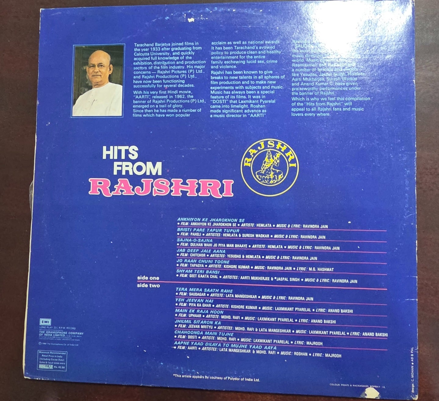 Hits From Rajshri – Record LP Vinyl Vintage - Bollywood - Image 3